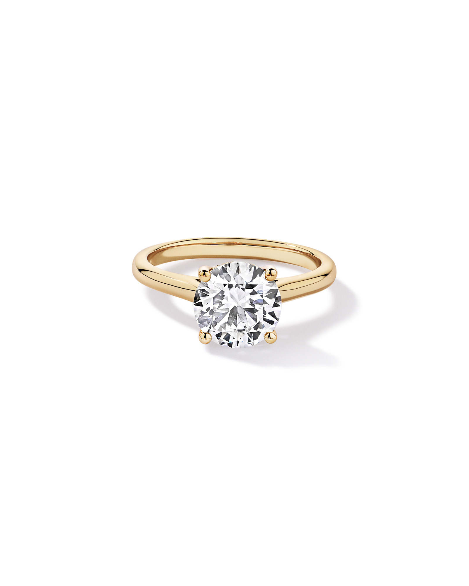 Bague solitaire en or jaune 14 carats sertie d'un diamant rond brillant de 2,32 carats, cultivé laboratoire