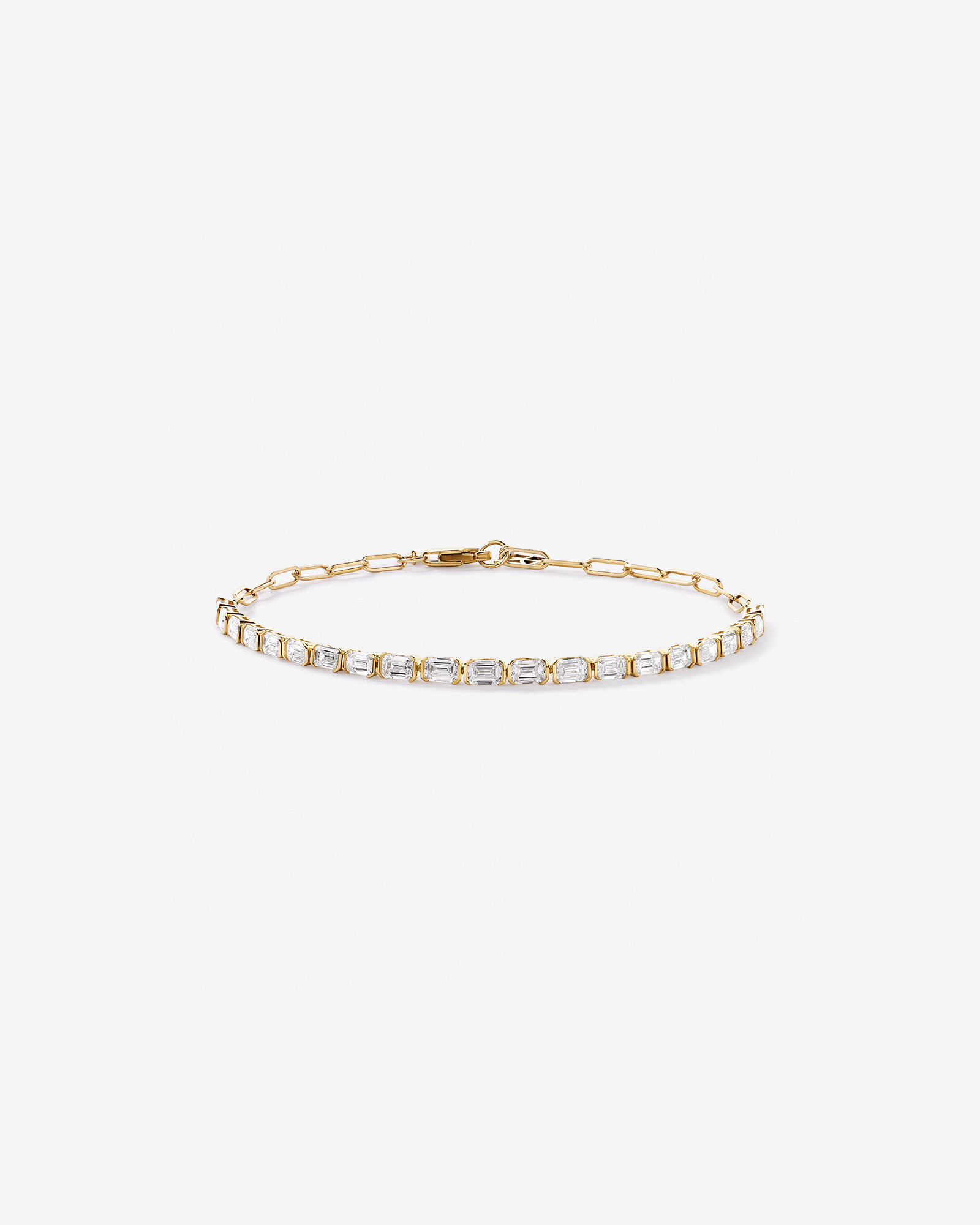 2.00 Carat TW Emerald Cut Laboratory-Grown Diamond Tennis Bracelet in 10kt Yellow Gold