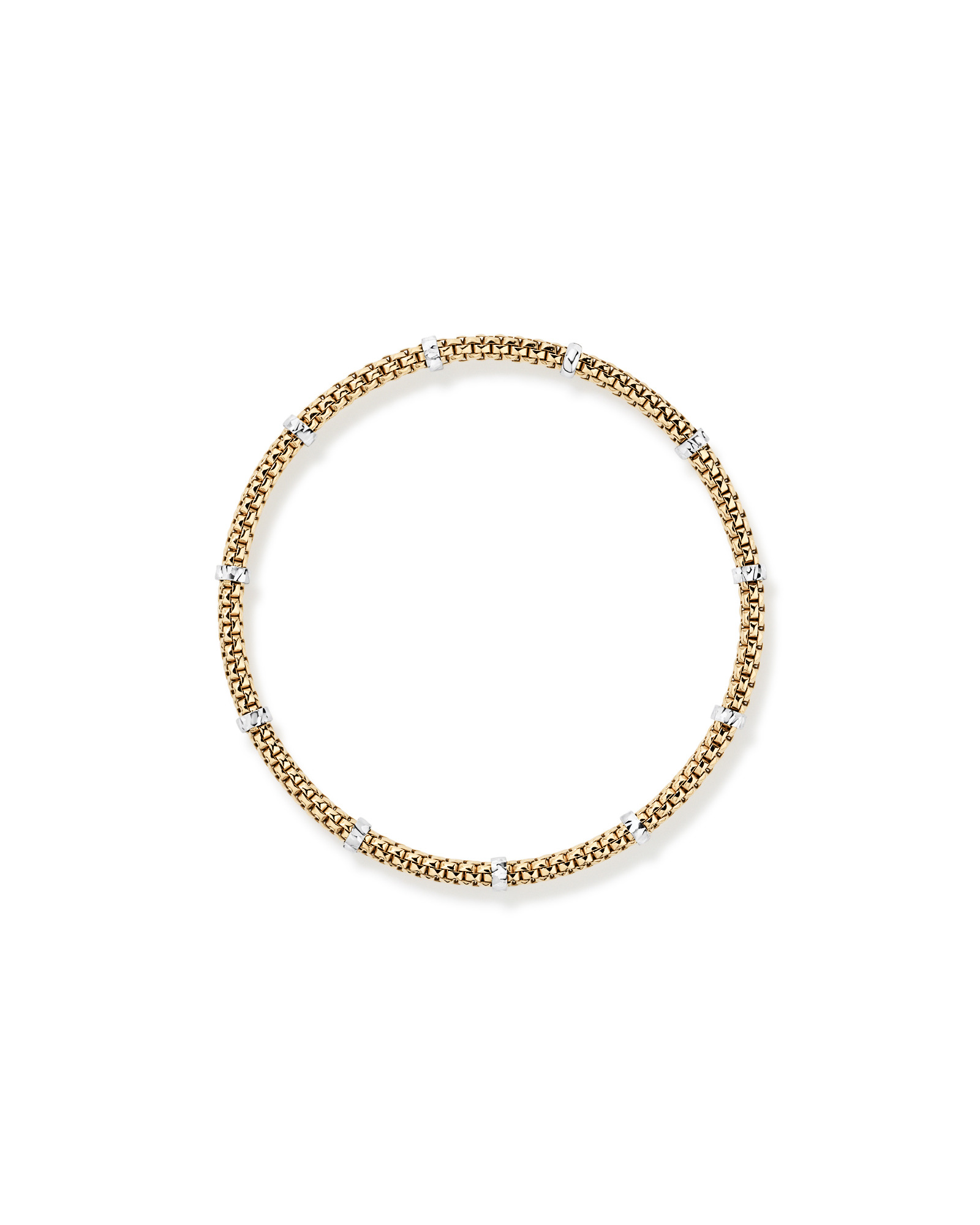 Two-tone Popcorn Mesh Stretch Bracelet in 10kt Gold