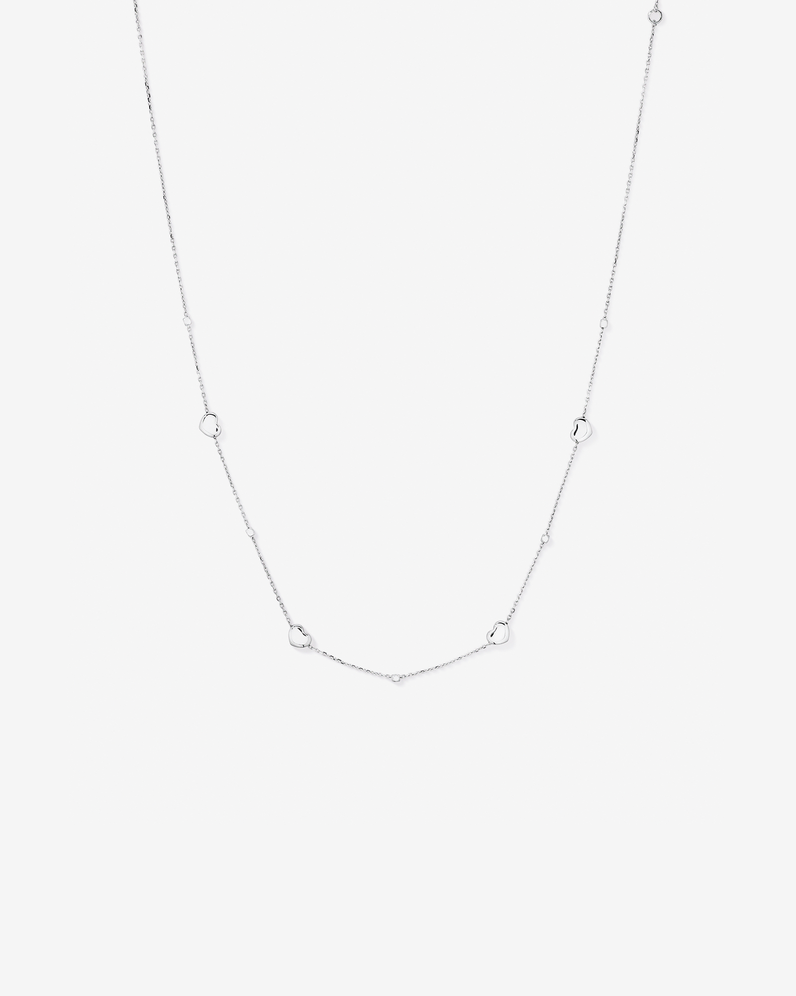 Collier à stations avec cœur et perles 50 cm en argent sterling
