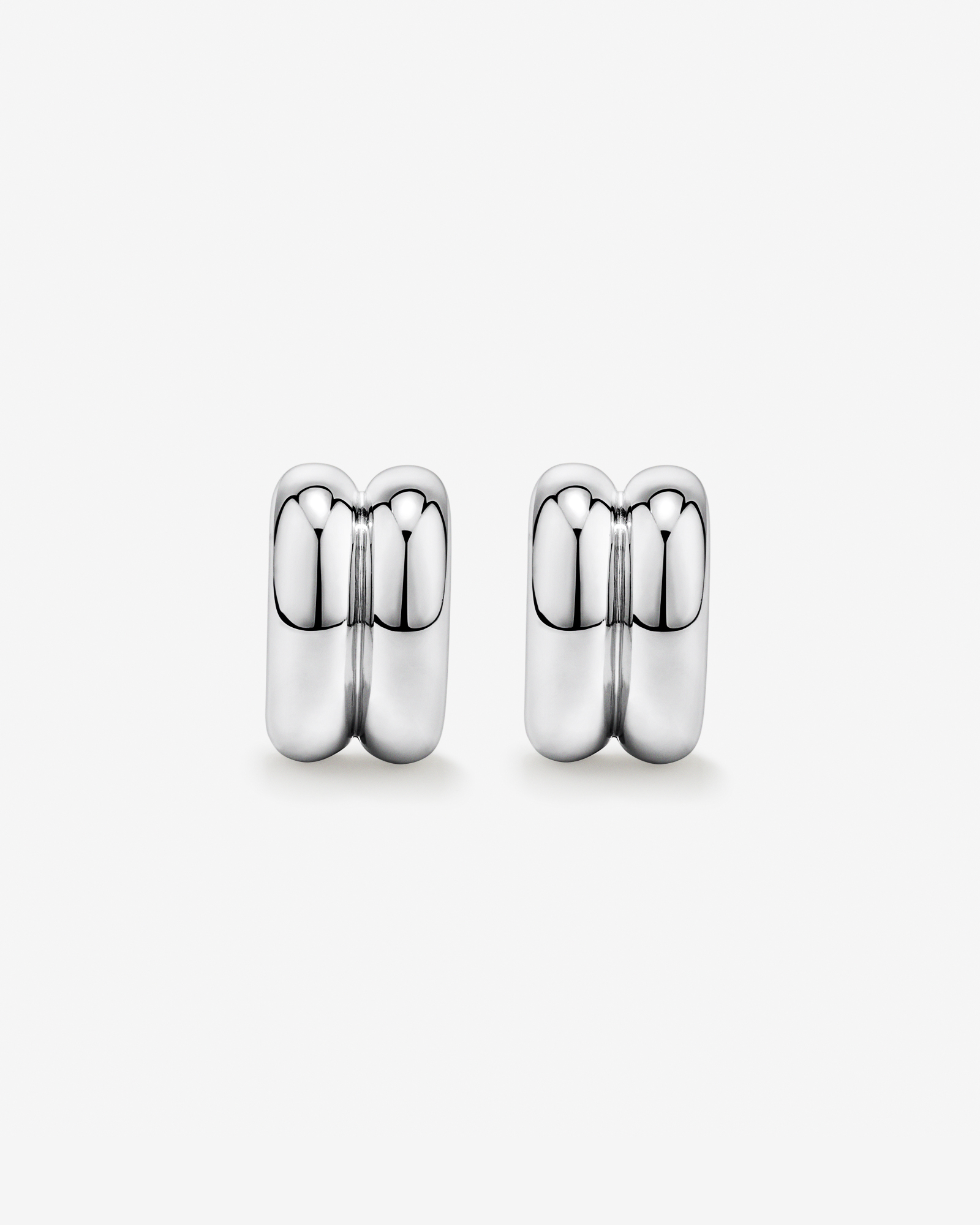 Double Half Hoop Stud Earrings in Sterling Silver