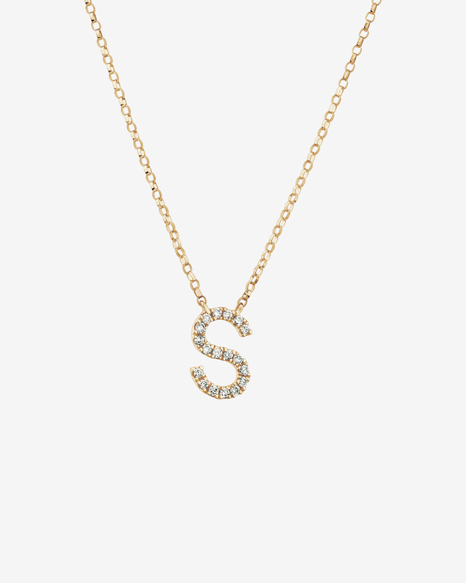 Collier à initiale « S » en or jaune 10 K avec diamants totalisant 0,10 ct