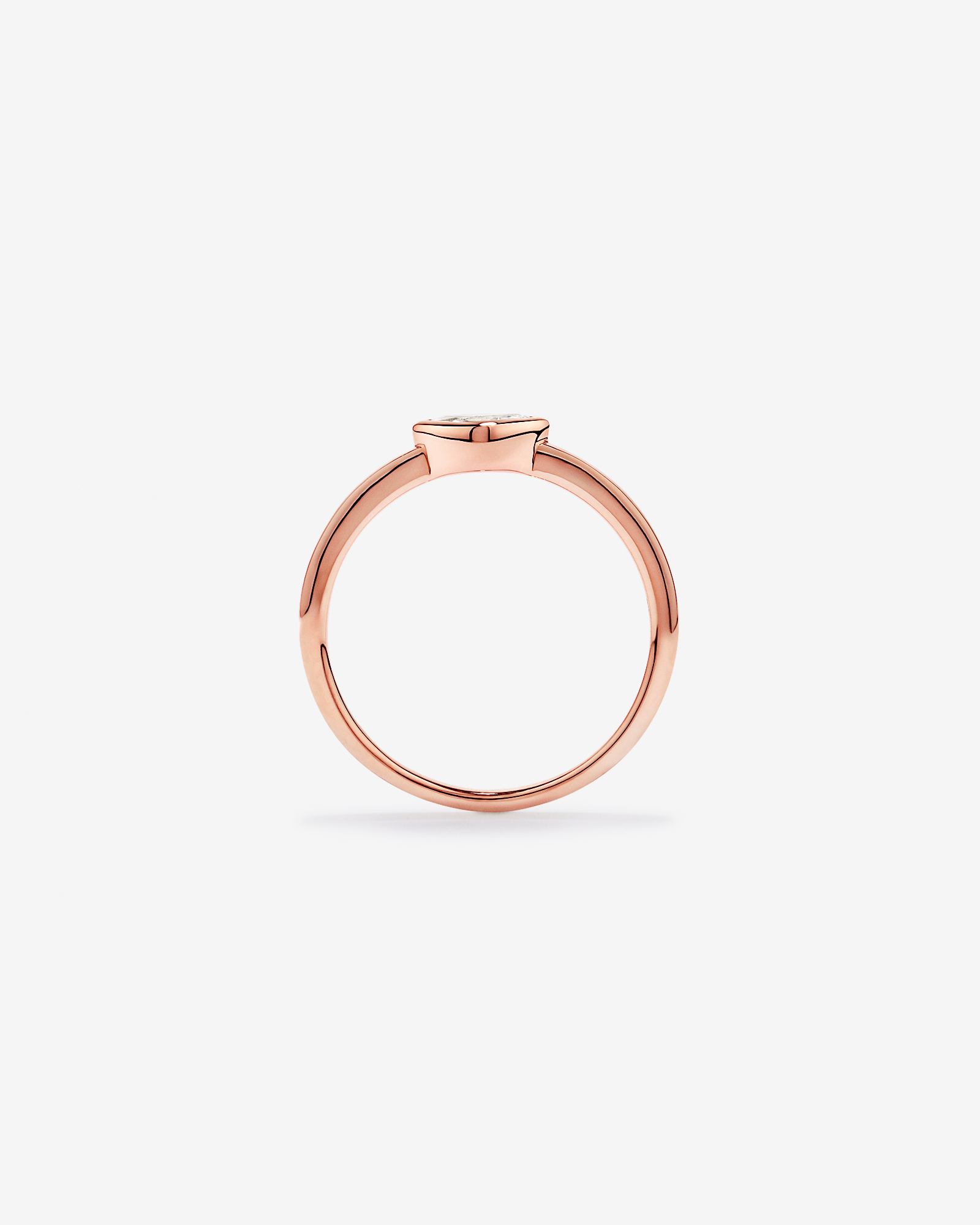 Marquise Cut White Created Sapphire East-to-West Set Bezel Ring 10kt Rose Gold