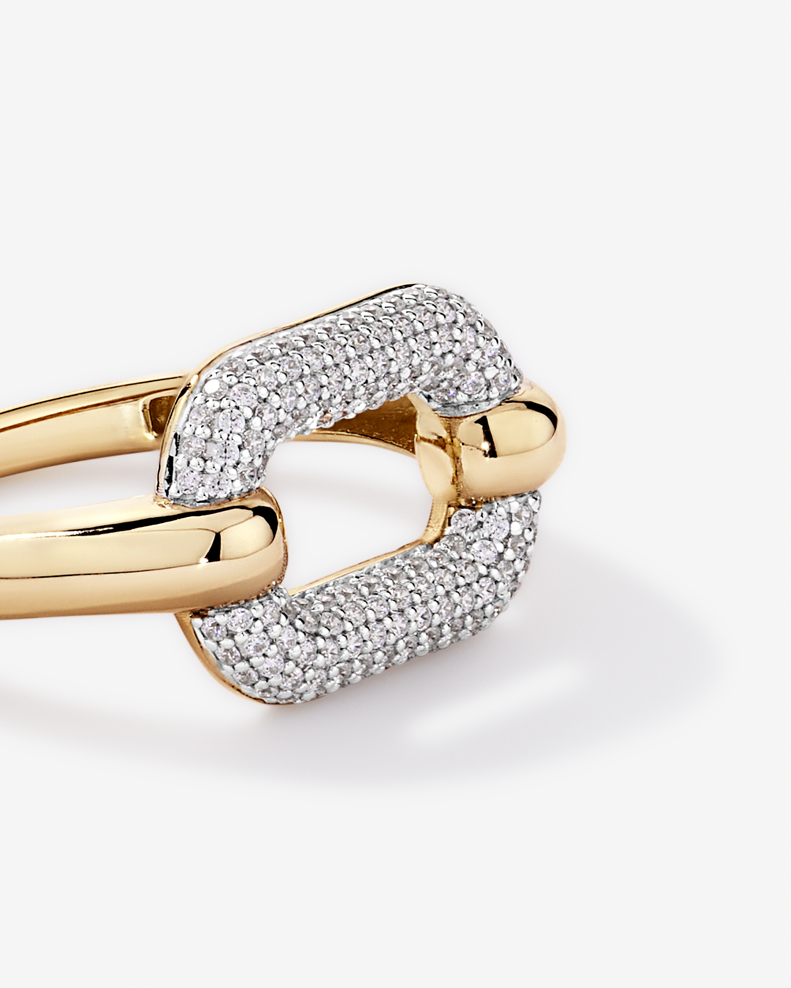 Anneau Luxe Links avec zirconie cubique en Vermeil 18 kt