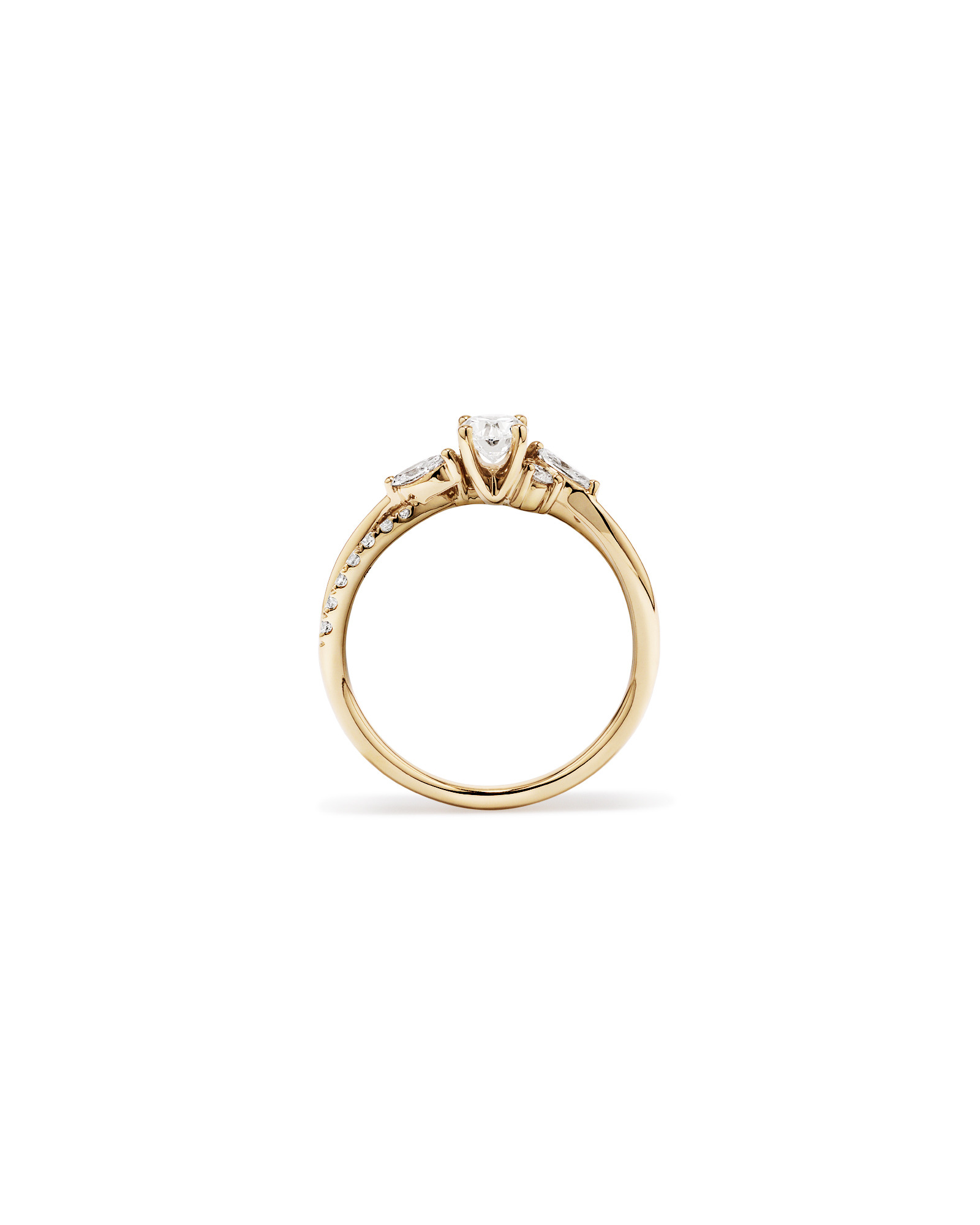 0,83 carat TW bague de fiançailles torsadée avec diamants ovales et marquise en or jaune 14 carats