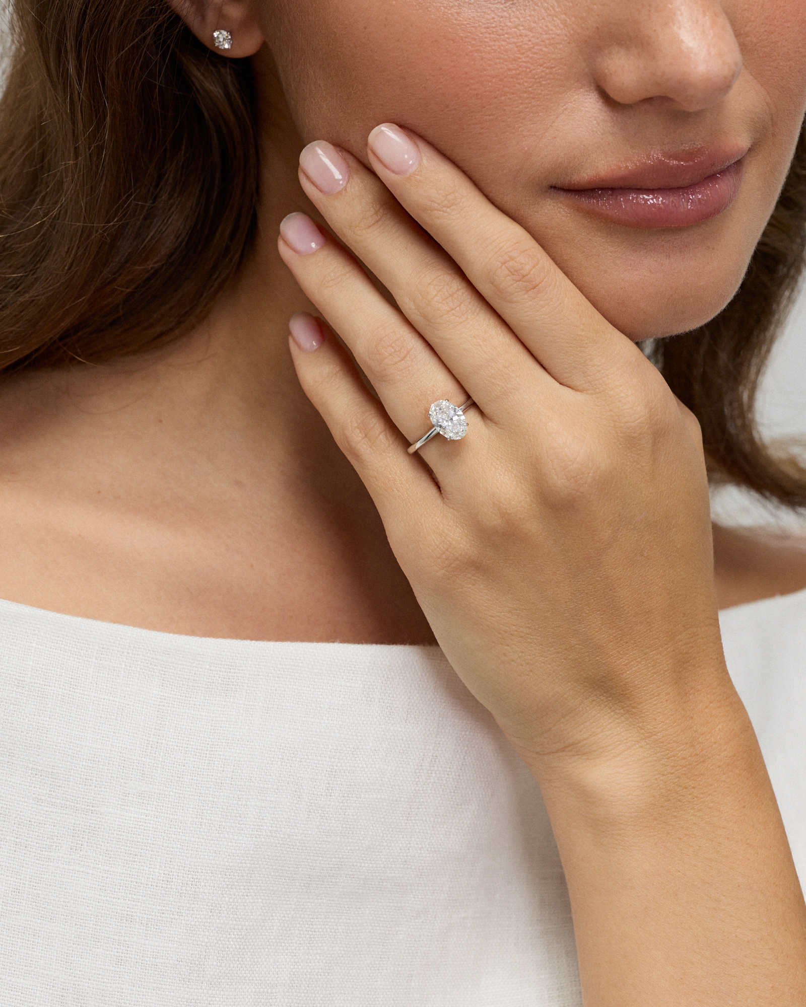 1.57TW Oval Laboratory-Grown Diamond Solitaire Ring 14kt Gold