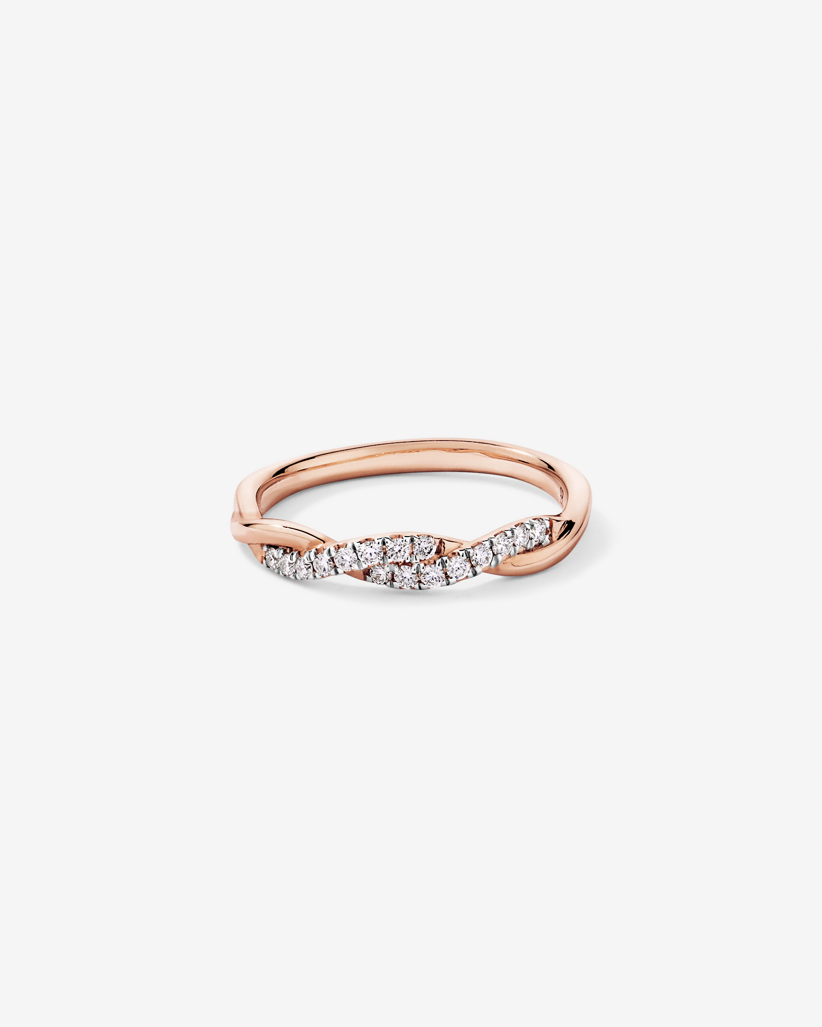 0.16TW Round Brilliant Laboratory-Grown Diamond Twist Wedding Ring 14kt Rose Gold with Rhodium