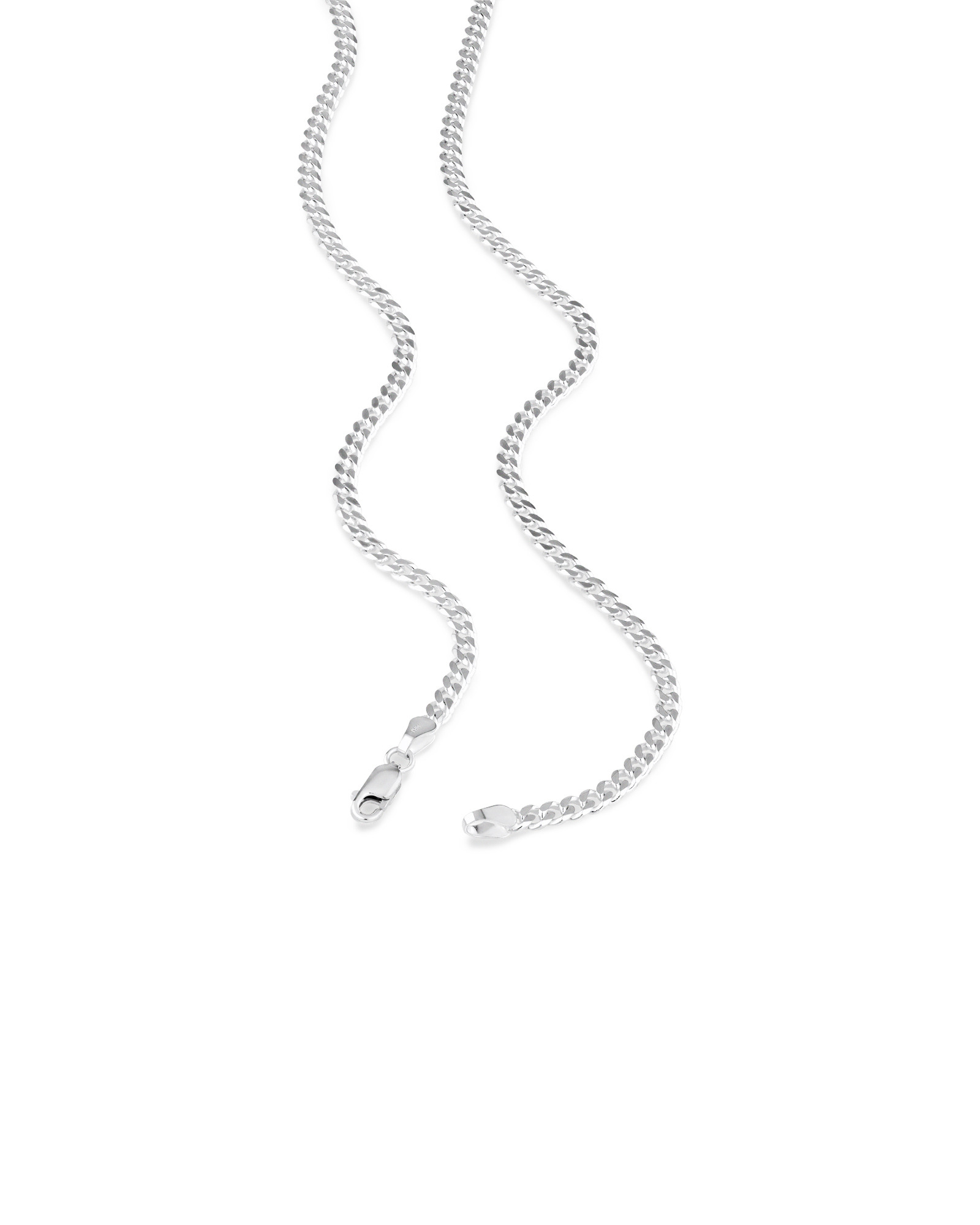 Chaîne gourmette en argent sterling de 60 cm, largeur de 3,4 mm