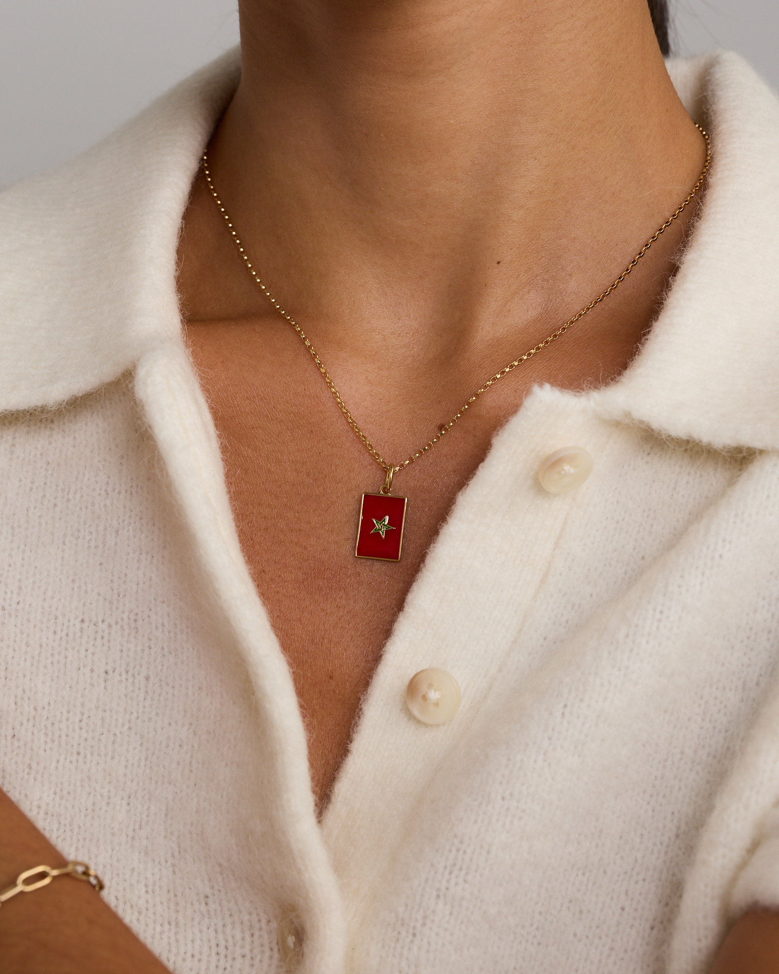 Morocco Flag Pendant in 18Kt Vermeil