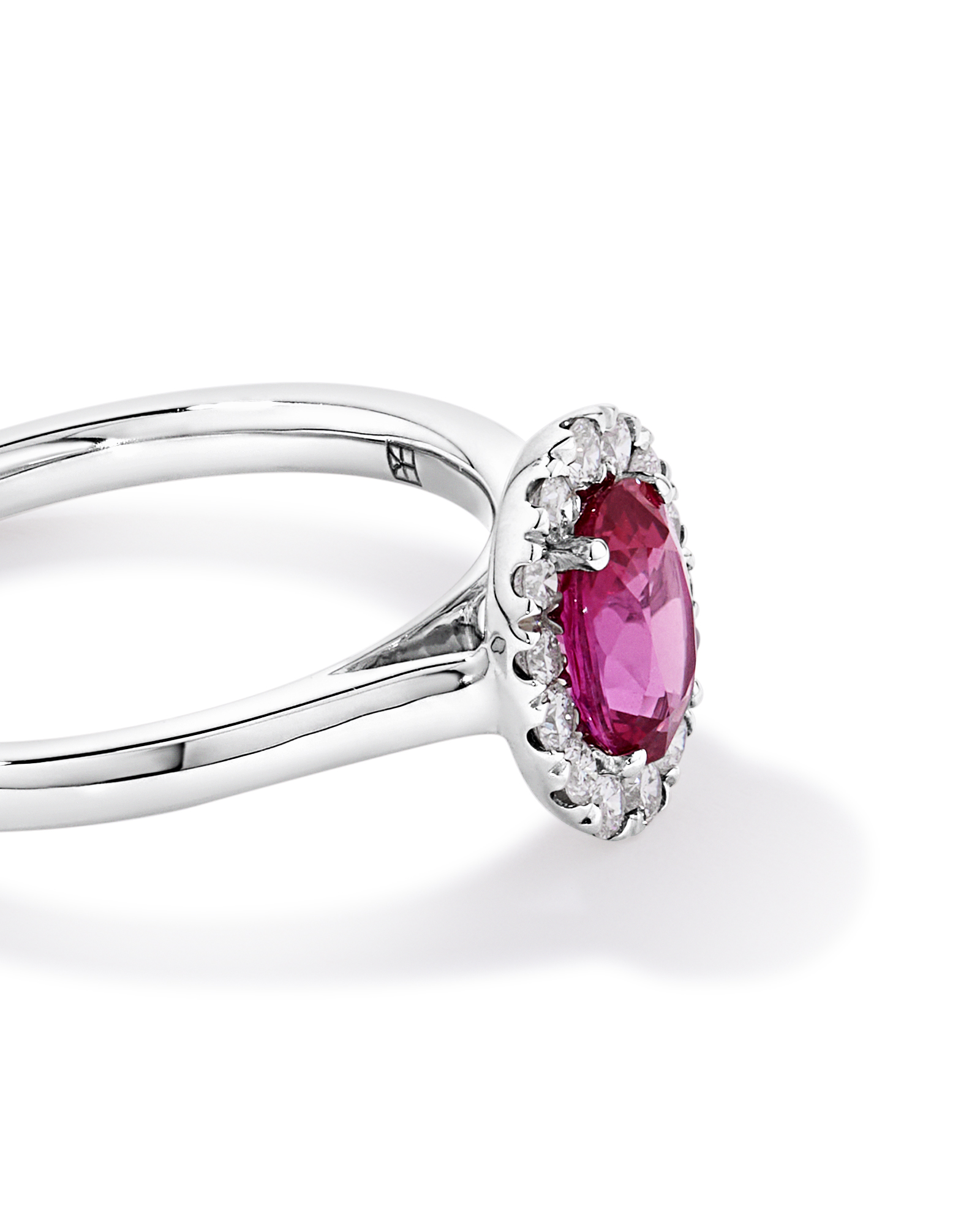 0.25 Carat TW Oval Ruby and Diamond Ring in Recycled Platinum