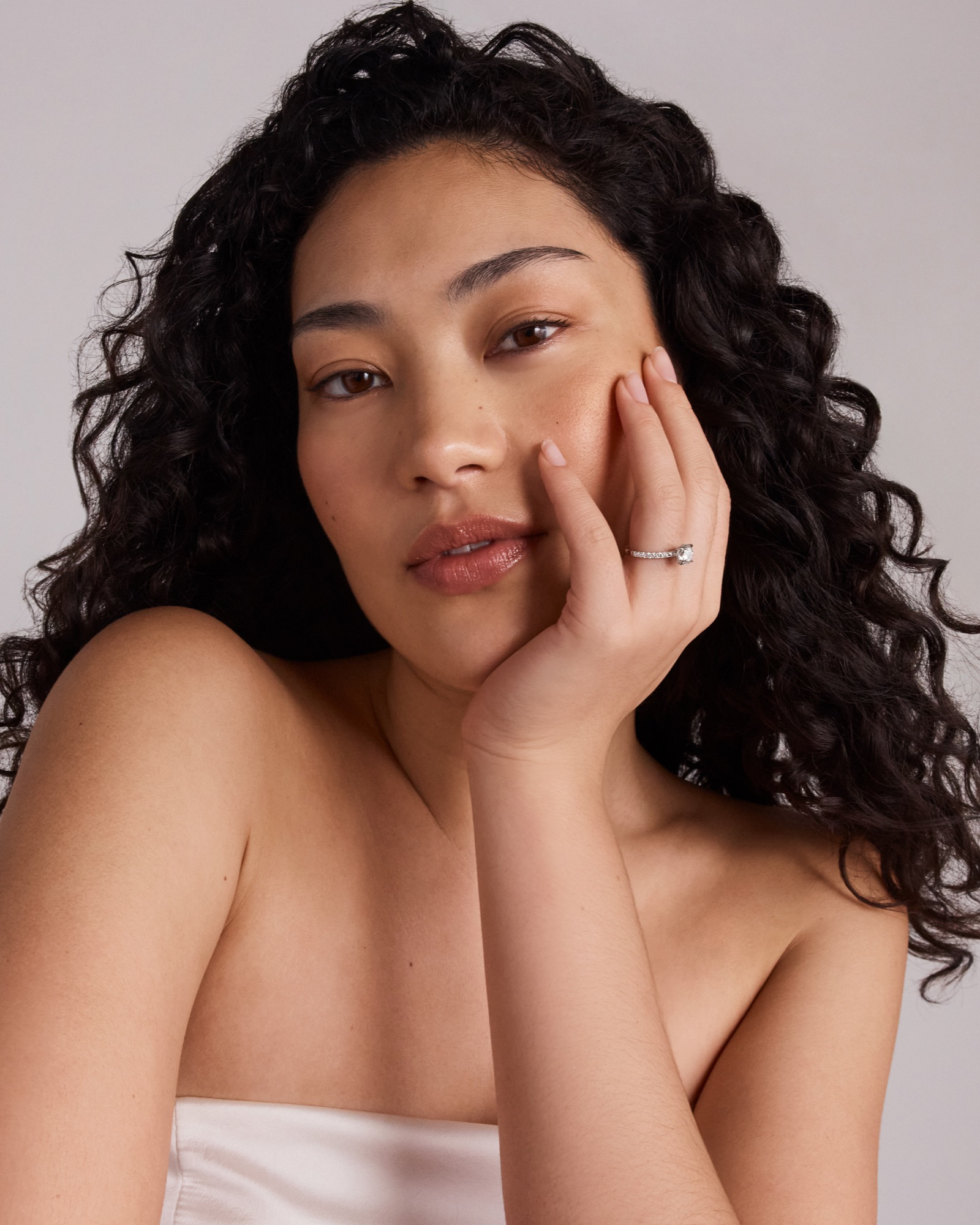 1.81 Carat TW Round Brilliant Lab-Grown Diamond Side Accent Engagement Ring 14kt White Gold