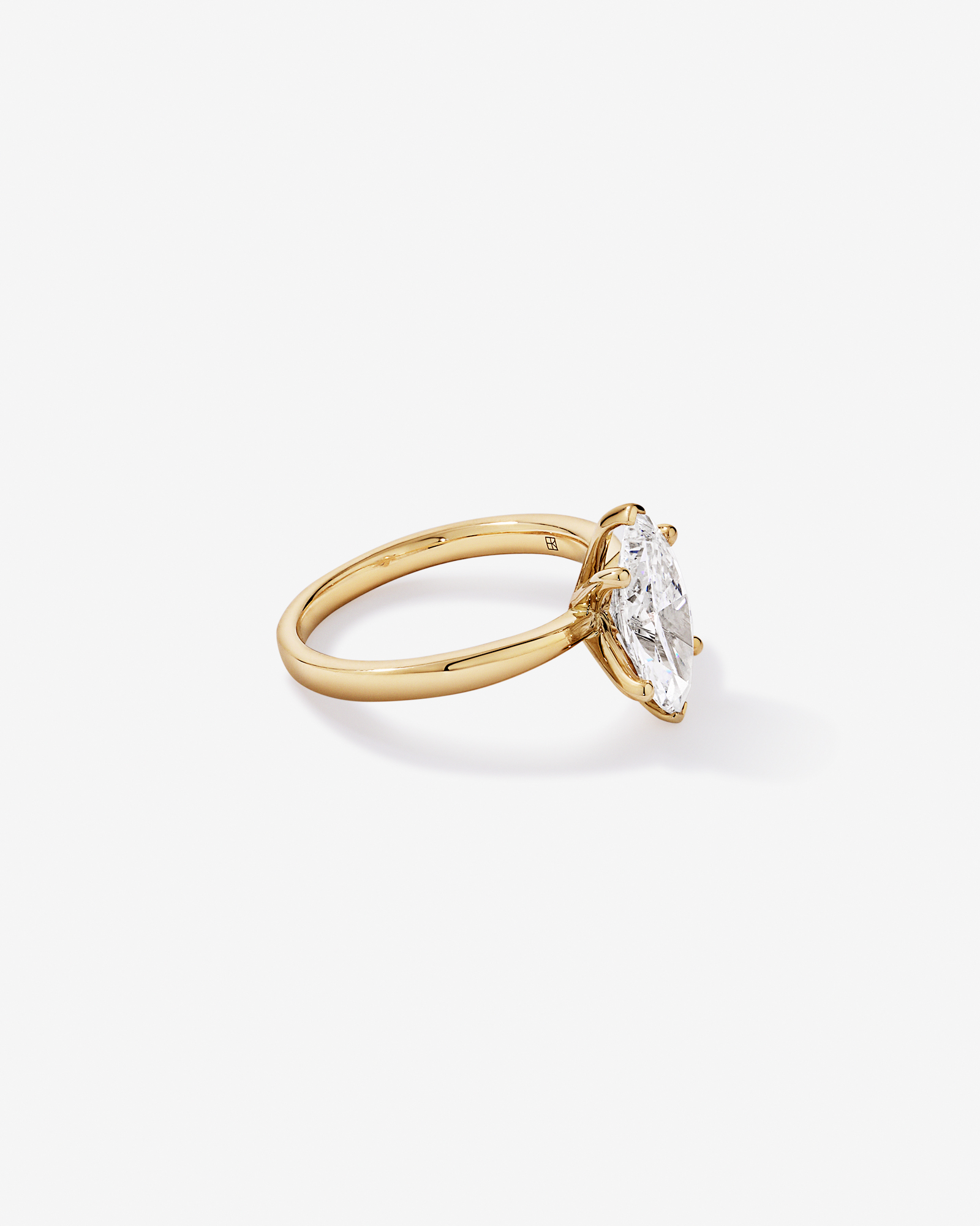 Bague solitaire marquise en or jaune 14 carats avec diamant de laboratoire (poids total 2,00 carats)