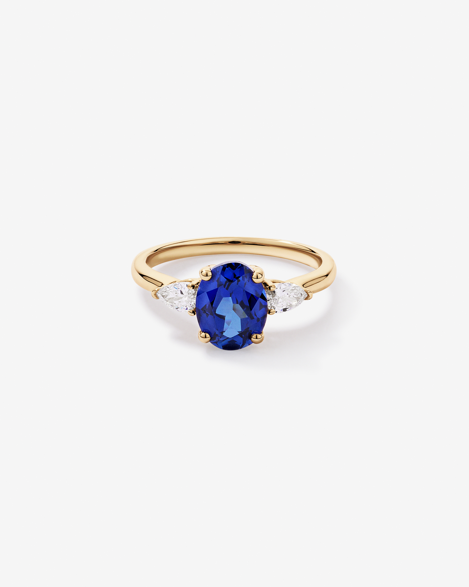 Created Sapphire and 0.27 Carat TW Laboratory-Grown Diamond Ring 10kt Gold