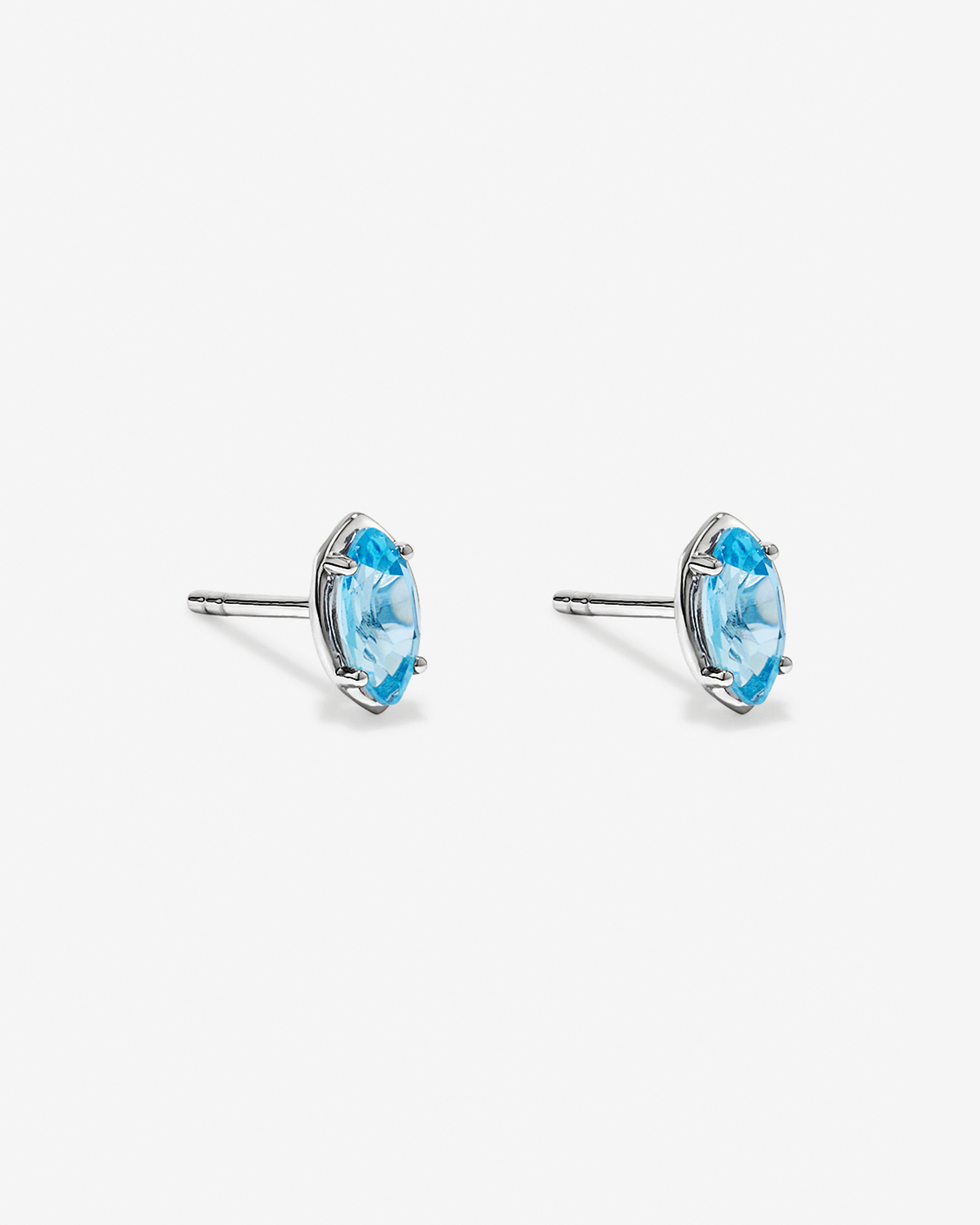 Marquise-Cut Swiss Blue Topaz Stud Earrings in Sterling Silver