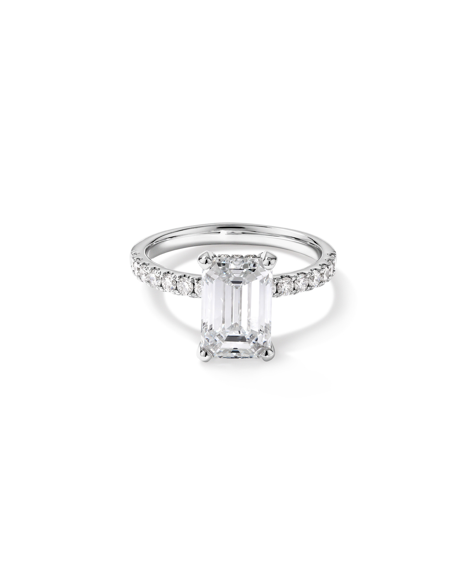 3.50 Carat TW Emerald Cut Laboratory-Grown Diamond Engagement Ring 18kt White Gold