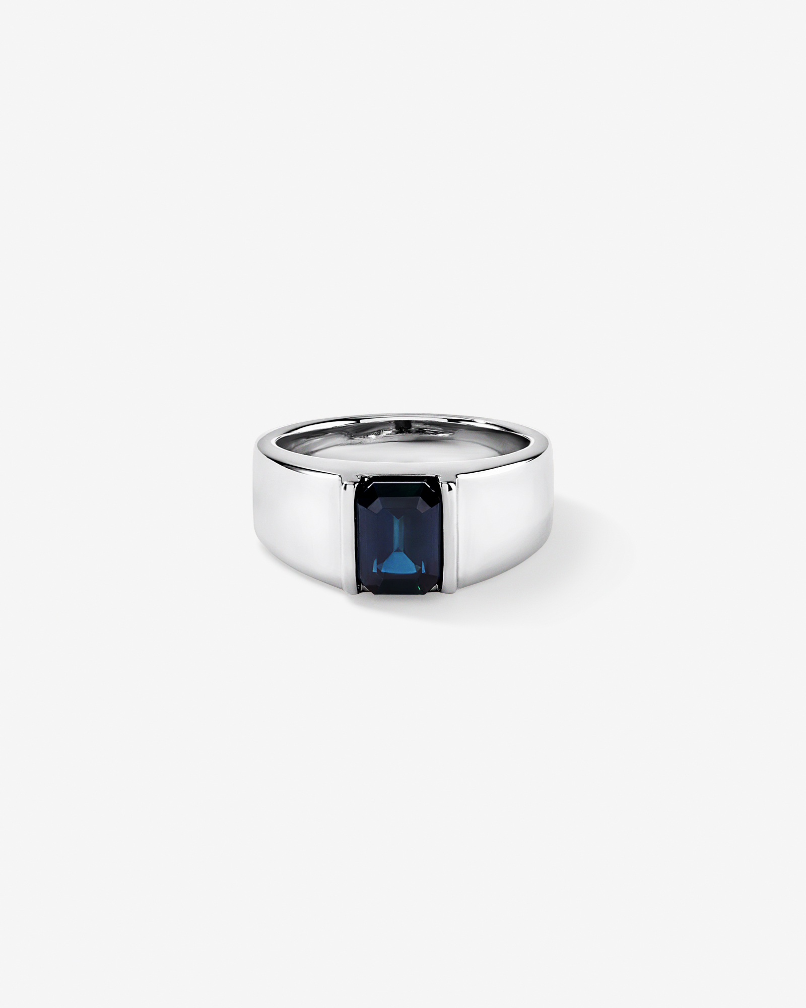 Australian Parti Sapphire Wide-Band Ring 10kt White Gold