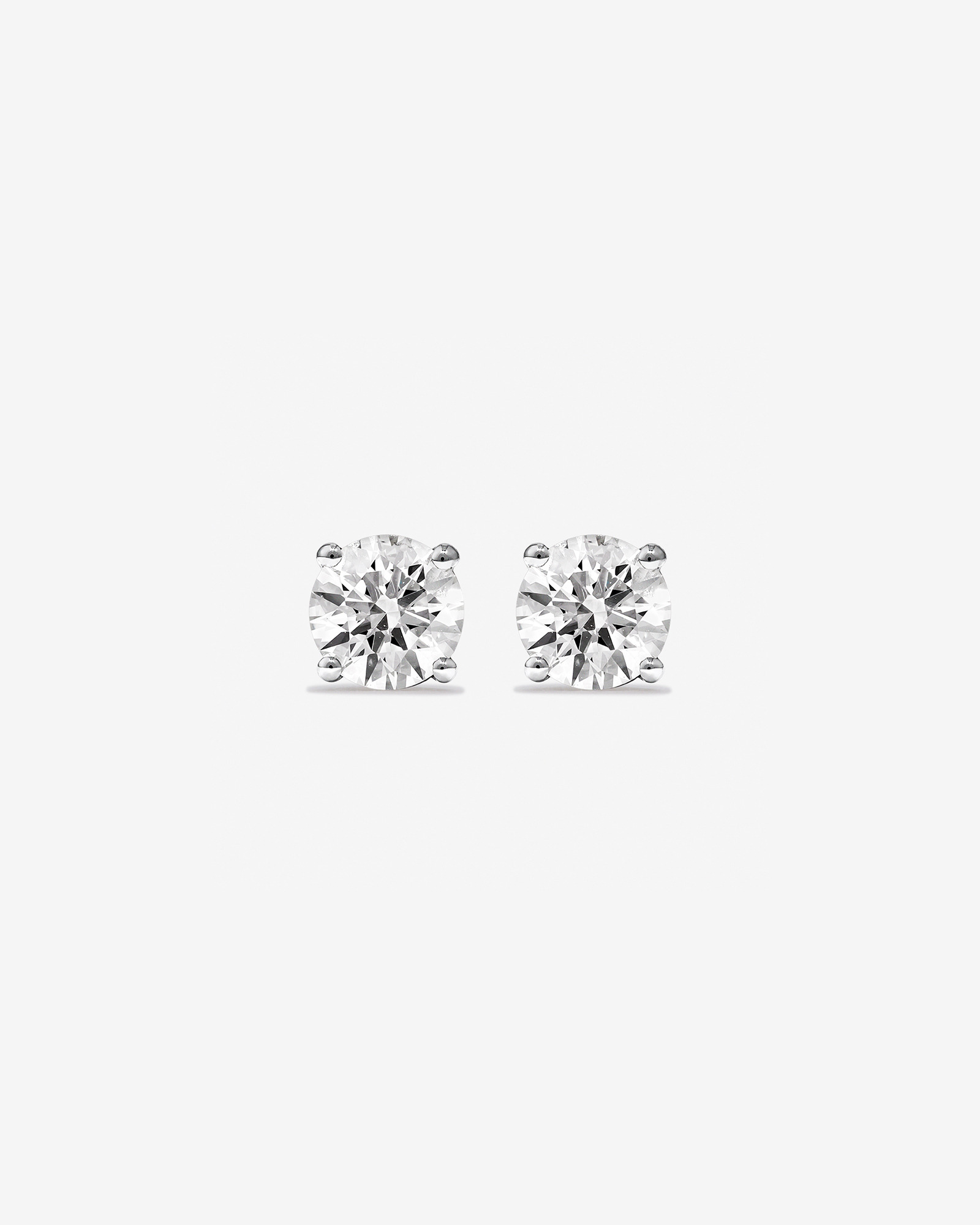 Boucles d’oreilles solitaires en diamant cultivées en laboratoire TW de 1,50 carat en or blanc 14 carats