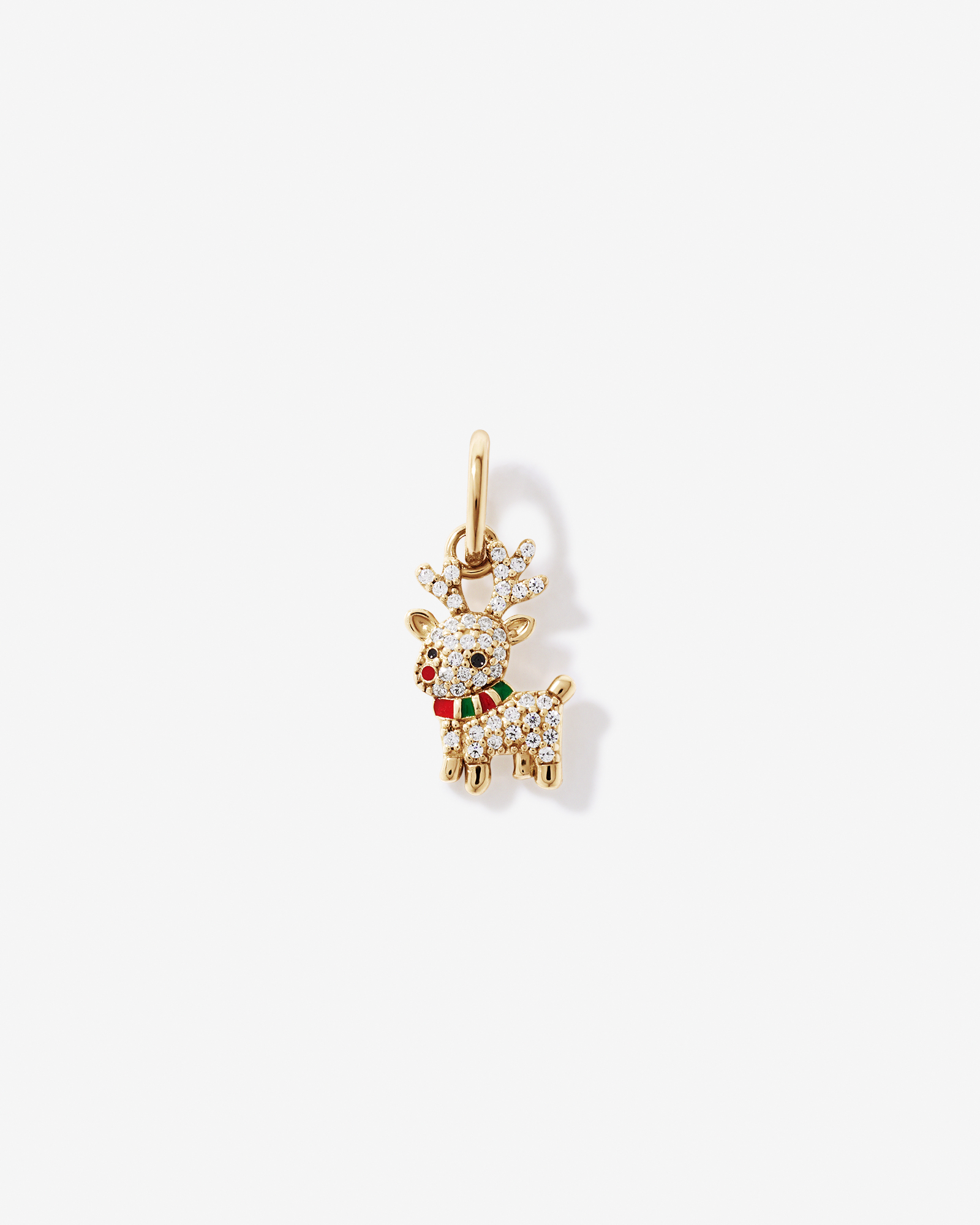 Pendentif en renne de Noël avec zirconie cubique en Vermeil or jaune 18 carats
