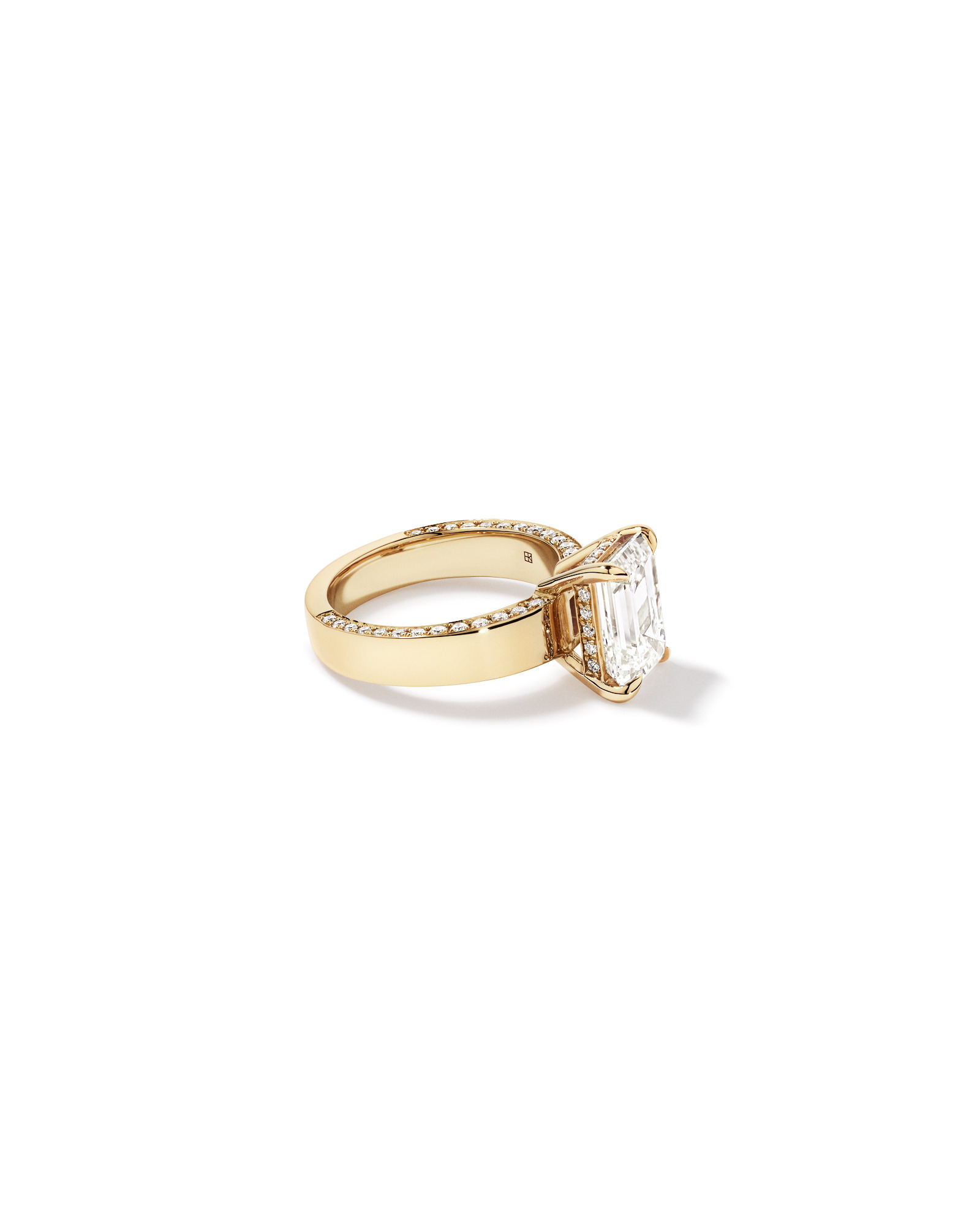 4.56 Carat TW Emerald Cut Laboratory-Grown Diamond Engagement Ring 18kt Yellow Gold