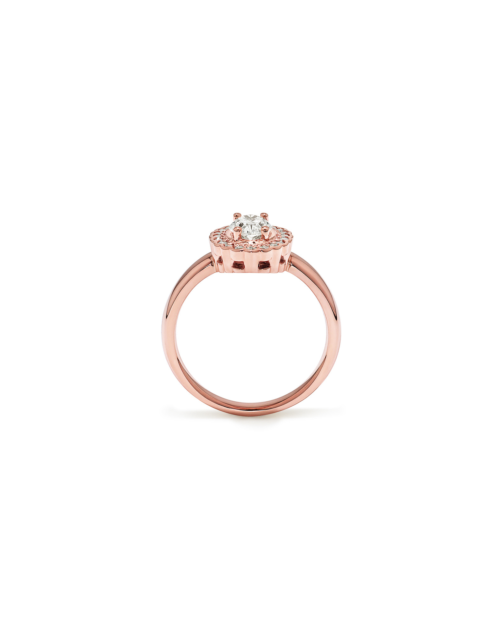 Carat TW Oval Diamond Floral Halo Ring 14kt Rose Gold