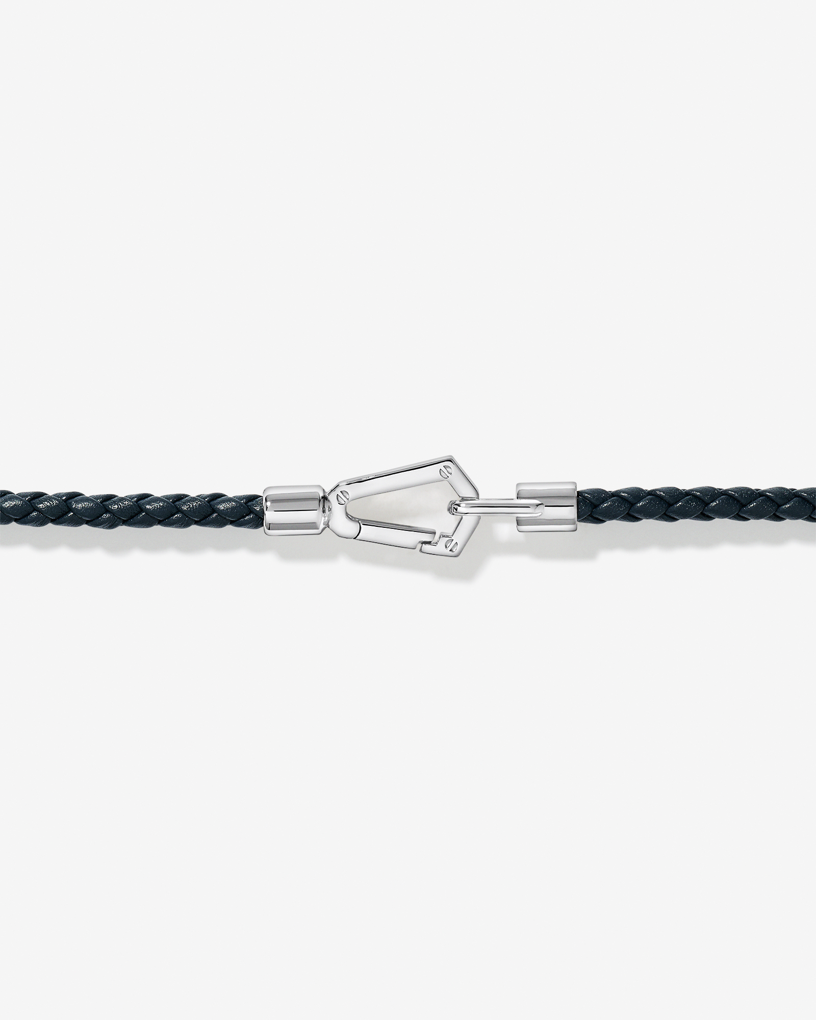 Men's Braided Leather Double Wrap Bracelet in Sterling Silver