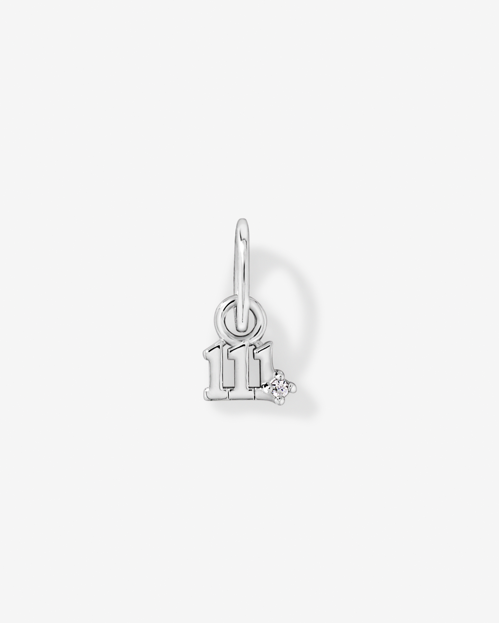 111 Angel Number Micro Pendant with Cubic Zirconia in Sterling Silver