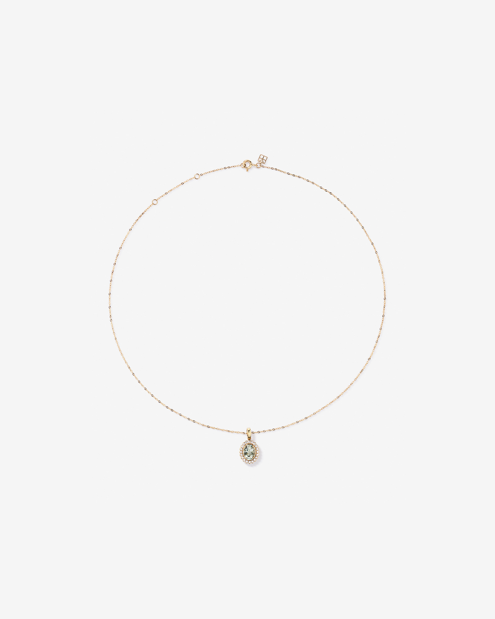Améthyste verte & 0,20TW de pendentif halo en diamant avec chaîne en or jaune 10 carats