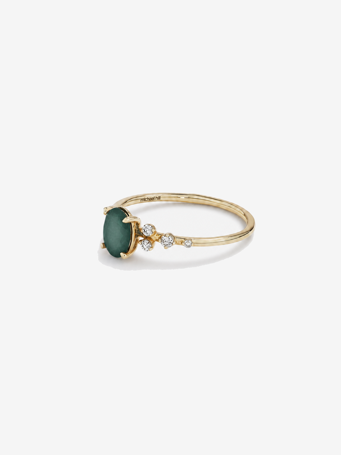 Emerald and 0.12 Carat TW Diamond Ring 10kt Yellow Gold