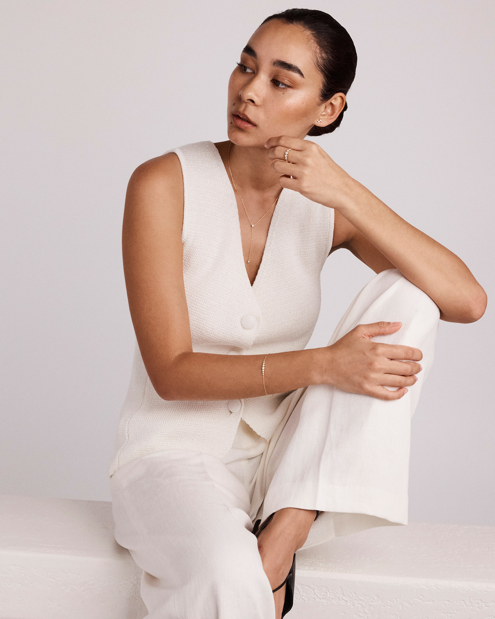 Collier Lariat rond TW en or jaune 10 carats en or jaune 10 carats