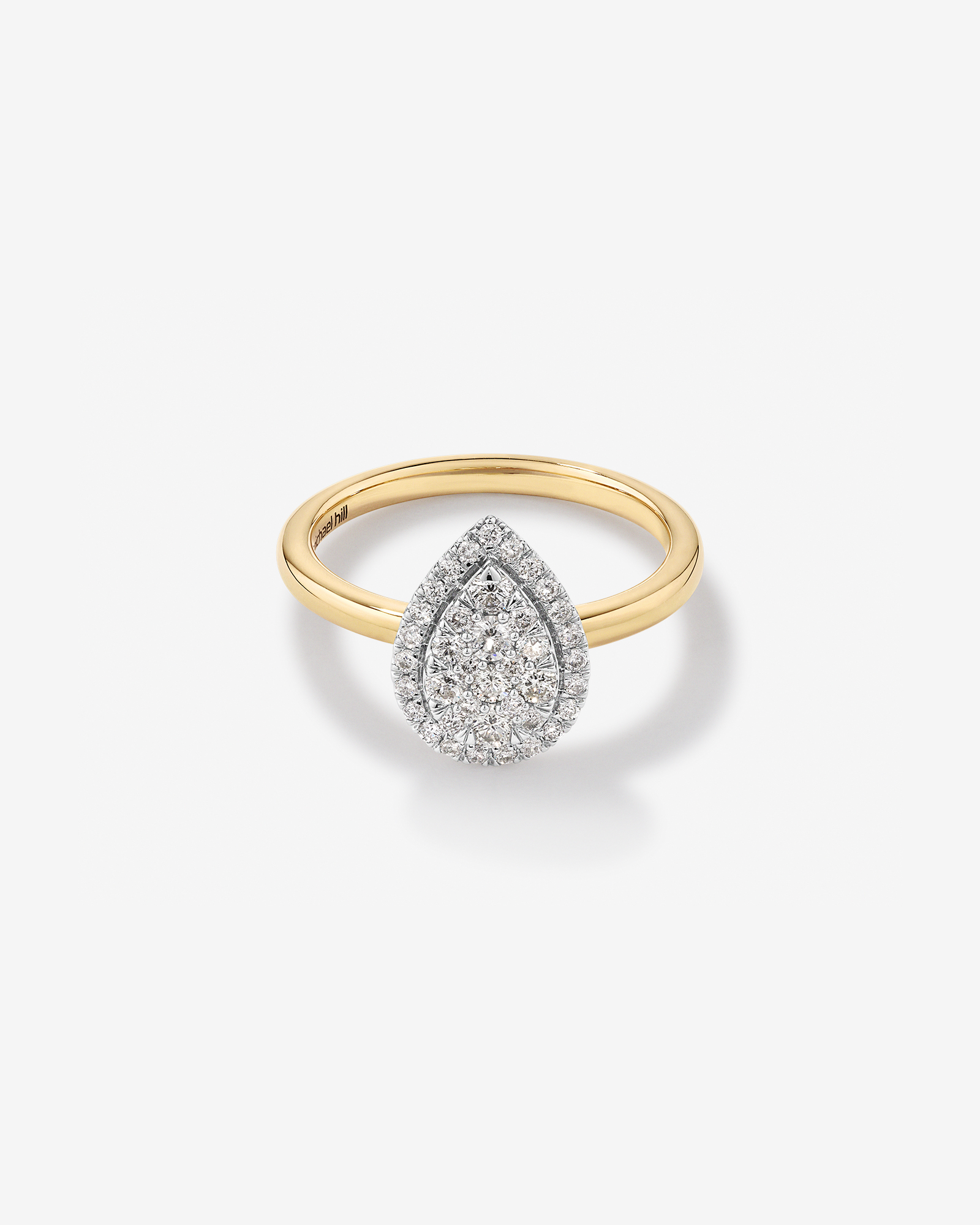0,50 Carat TW Bague avec grappe de diamants en forme de poire en or jaune & blanc 14kt