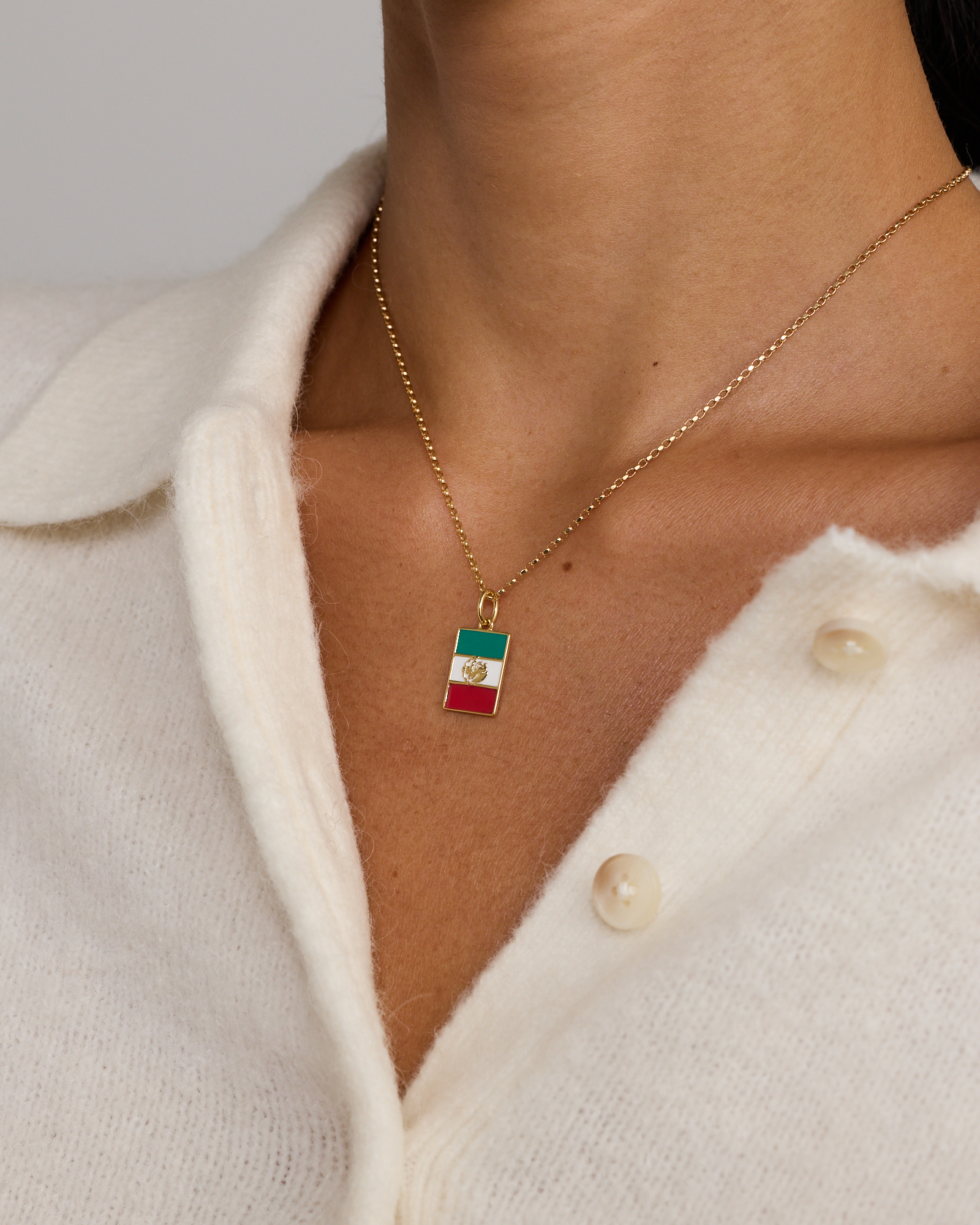 Mexico Flag Pendant in 18Kt Vermeil