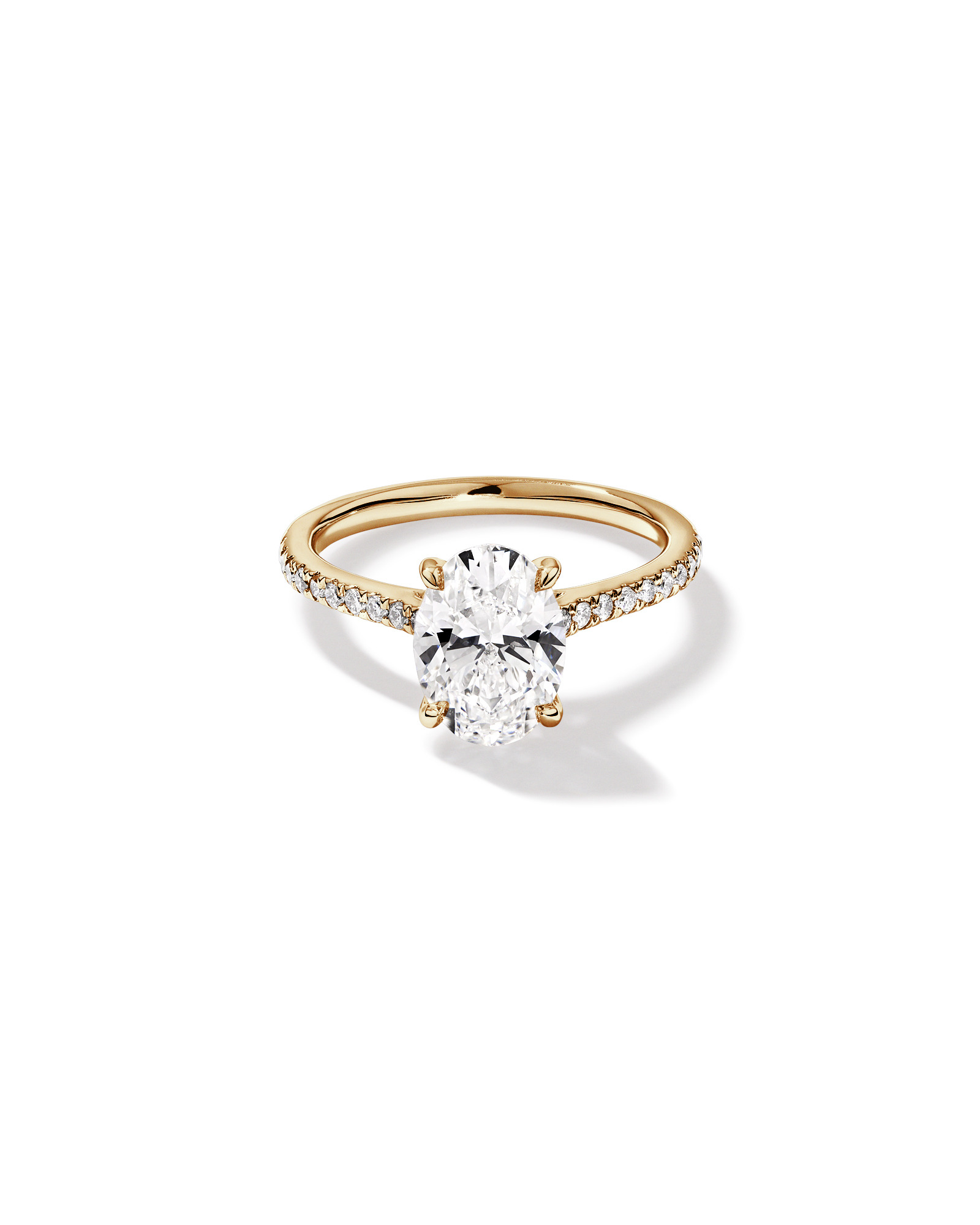 2.20 Carat TW Oval Cut Laboratory-Grown Diamond Engagement Ring in 14kt Yellow Gold