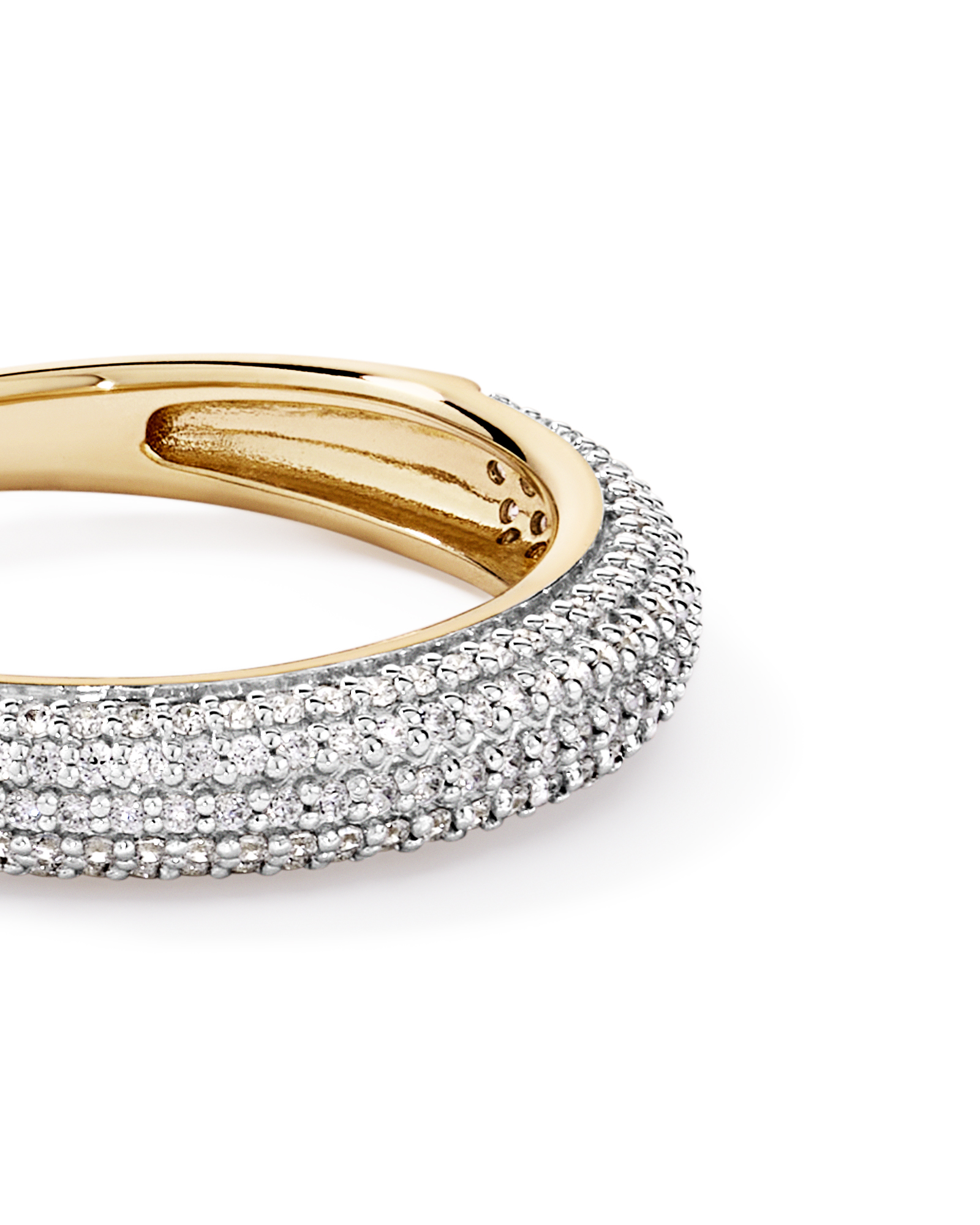 Anneau Pavé Dome avec zirconie cubique en Vermeil 18 kt