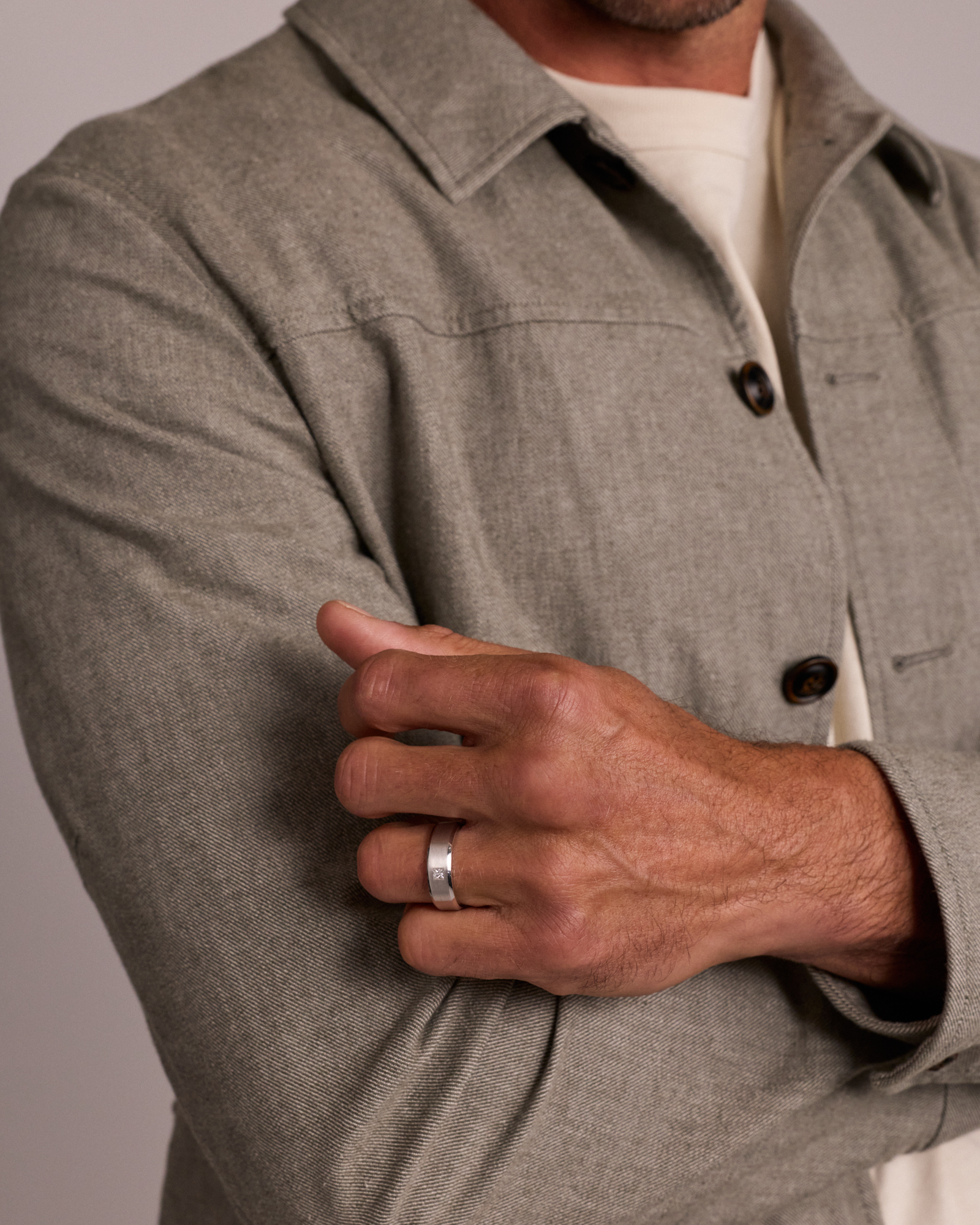 Men's Ring with 0.15 Carat TW of Diamonds in 10kt White Gold