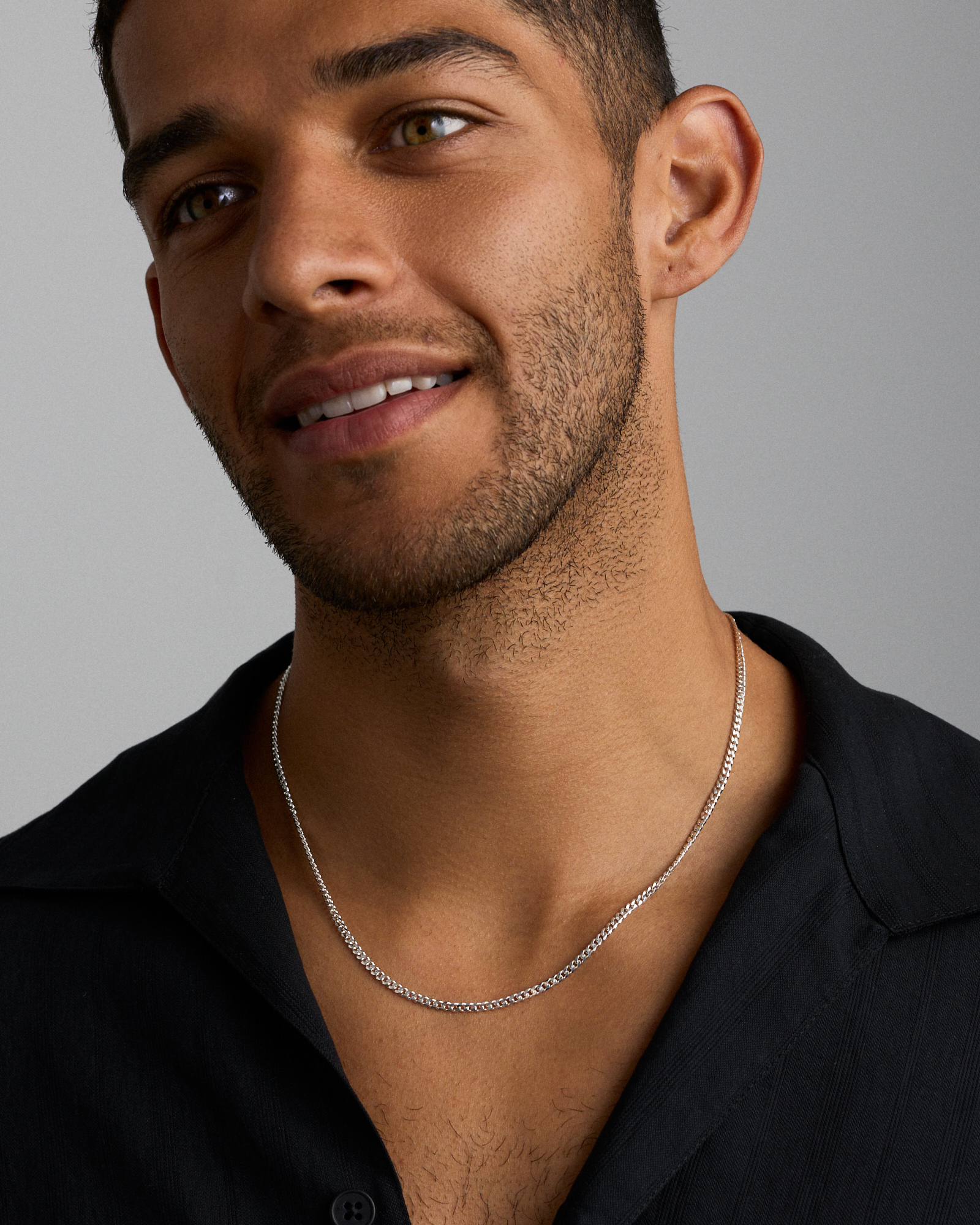 Chaîne gourmette en argent sterling de 50 cm, largeur de 2,5 mm à 3 mm