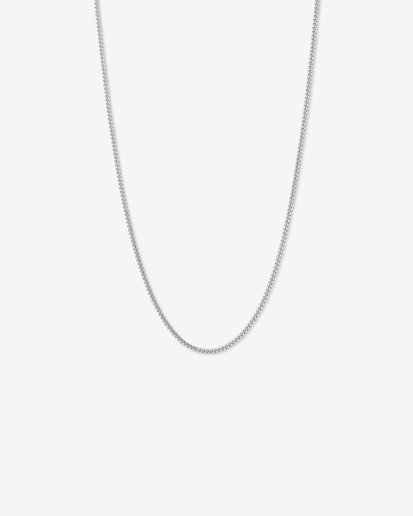 55cm (22") 2.8mm Width Miami Curb Chain Necklace in Sterling Silver