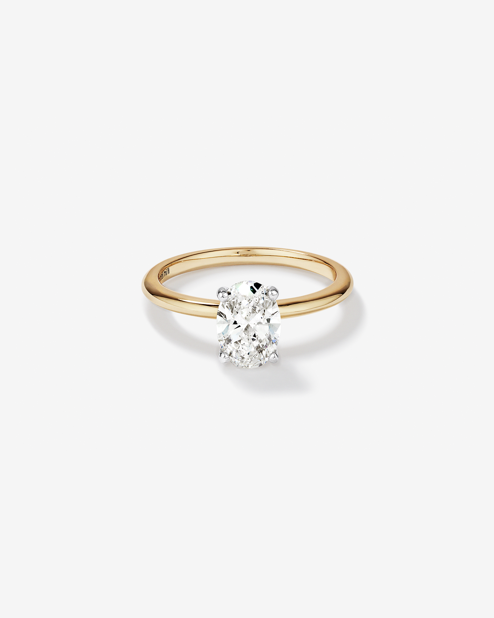 Bague de fiançailles en diamant solitaire ovale cultivée laboratoire 1,25 carat or jaune et blanc 14 carats