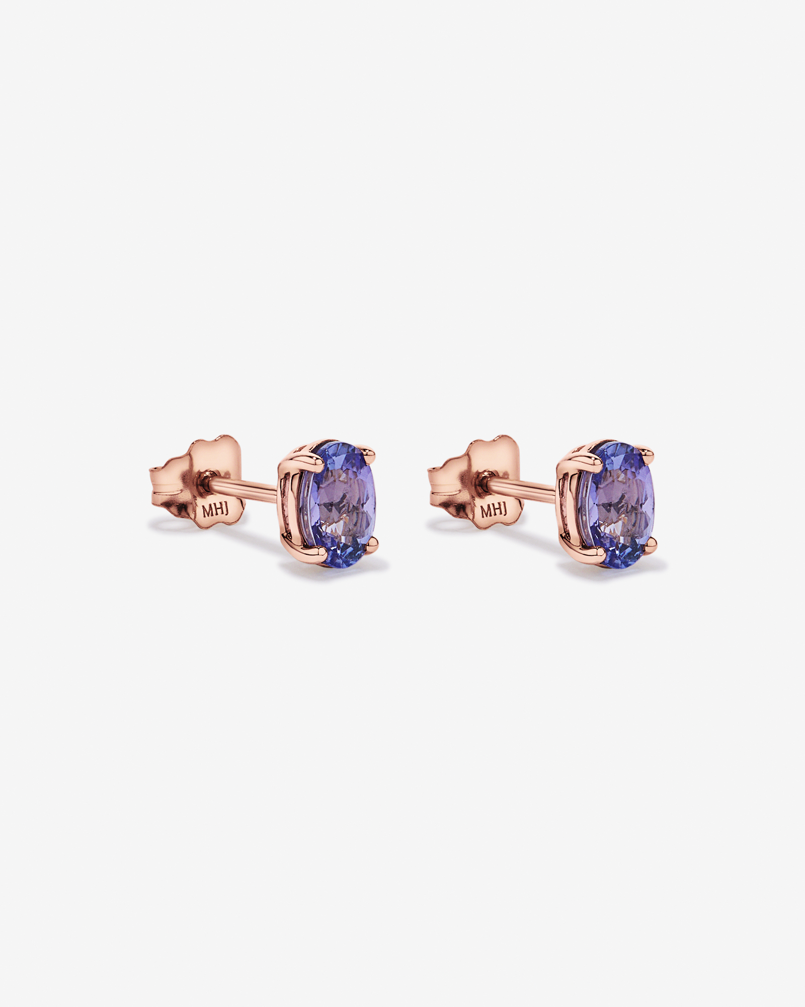 Tanzanite Solitaire Stud Earrings in 10kt Rose Gold