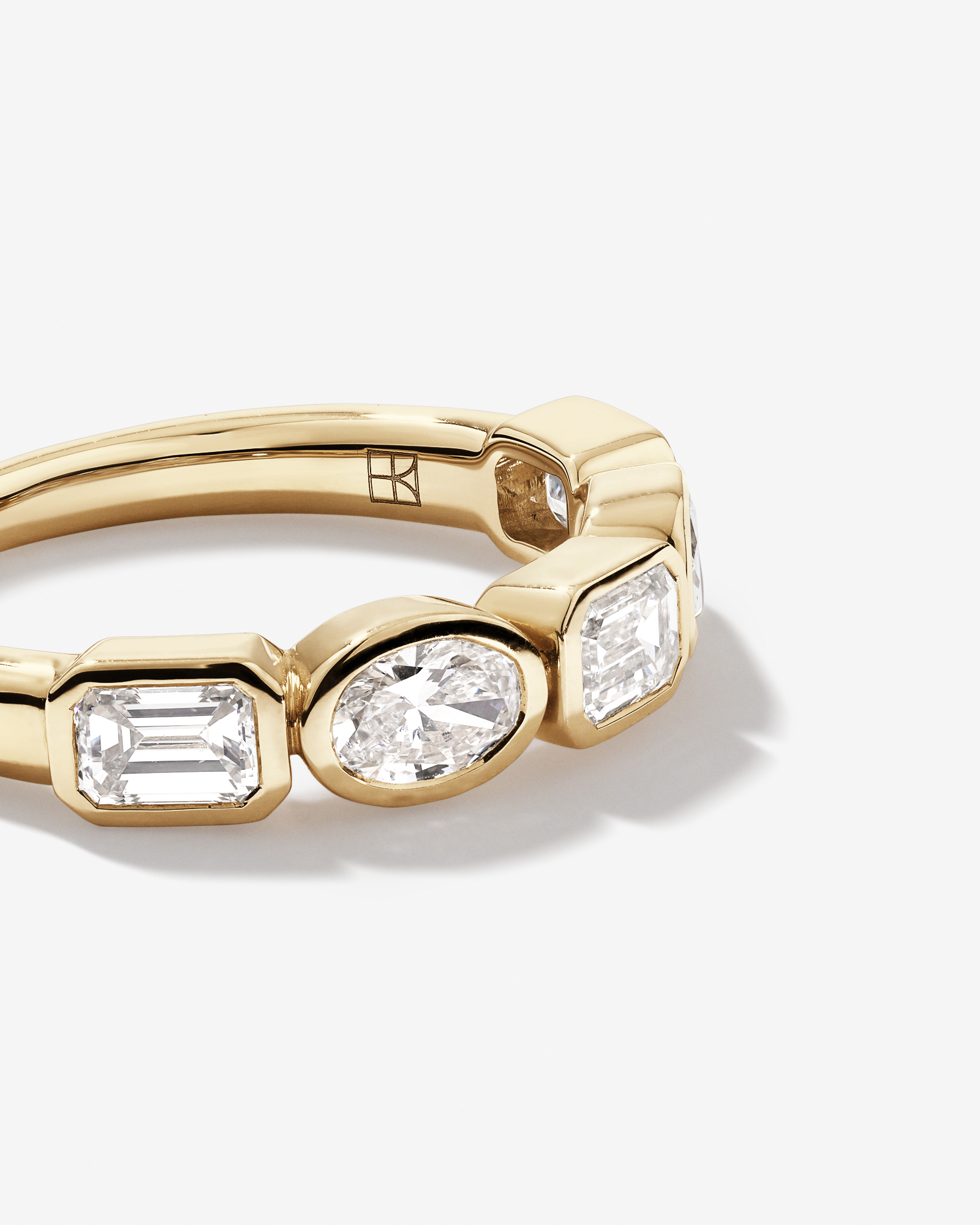 1.50 Carat TW Bezel Set Emerald and Oval Cut Lab-Grown Diamond Wedding Band 14kt Yellow Gold
