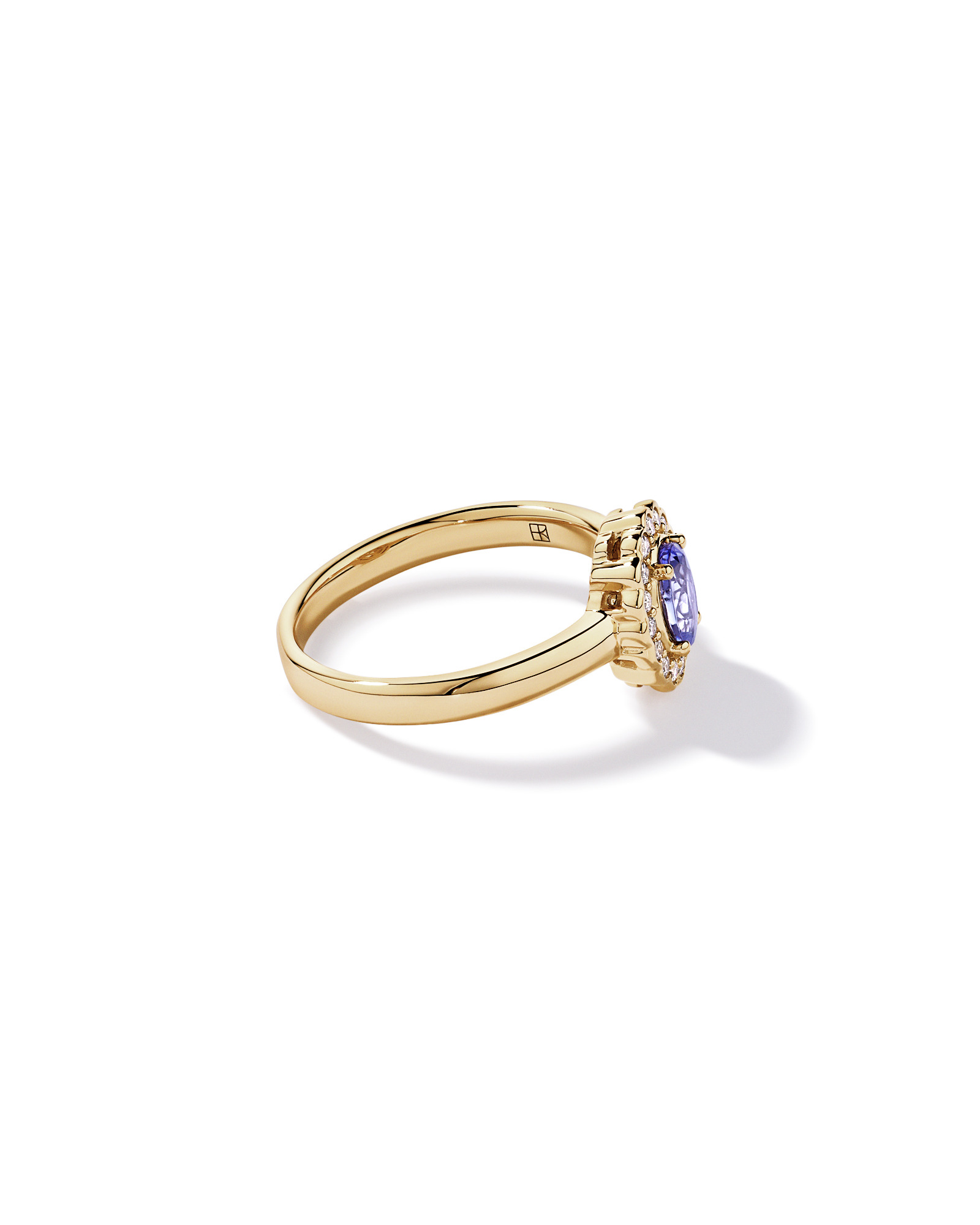 Tanzanite & 0.15TW of Diamond Halo Ring 10kt Yellow Gold