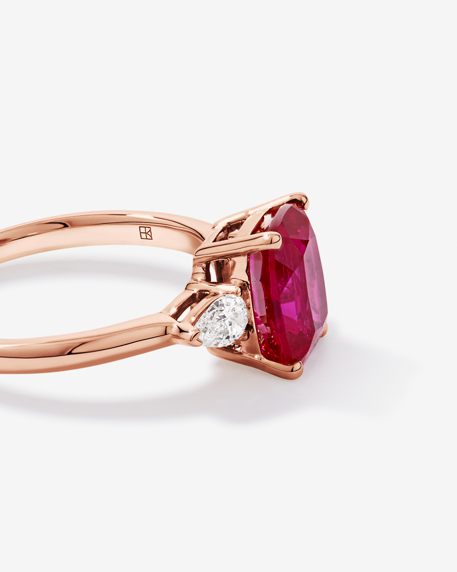 Created Ruby and 0.27 Carat TW Laboratory-Grown Diamond 3 Stone Ring 10kt Rose Gold