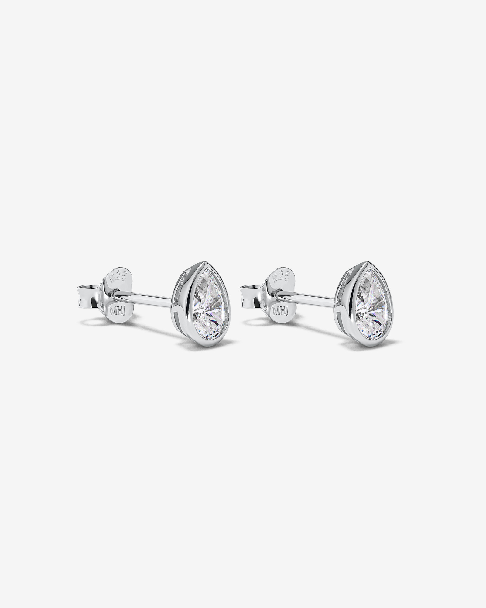 Boucles d'Oreilles Clous en Zircon Cubique en Forme de Poire, Serties en Chaton, en Argent Sterling