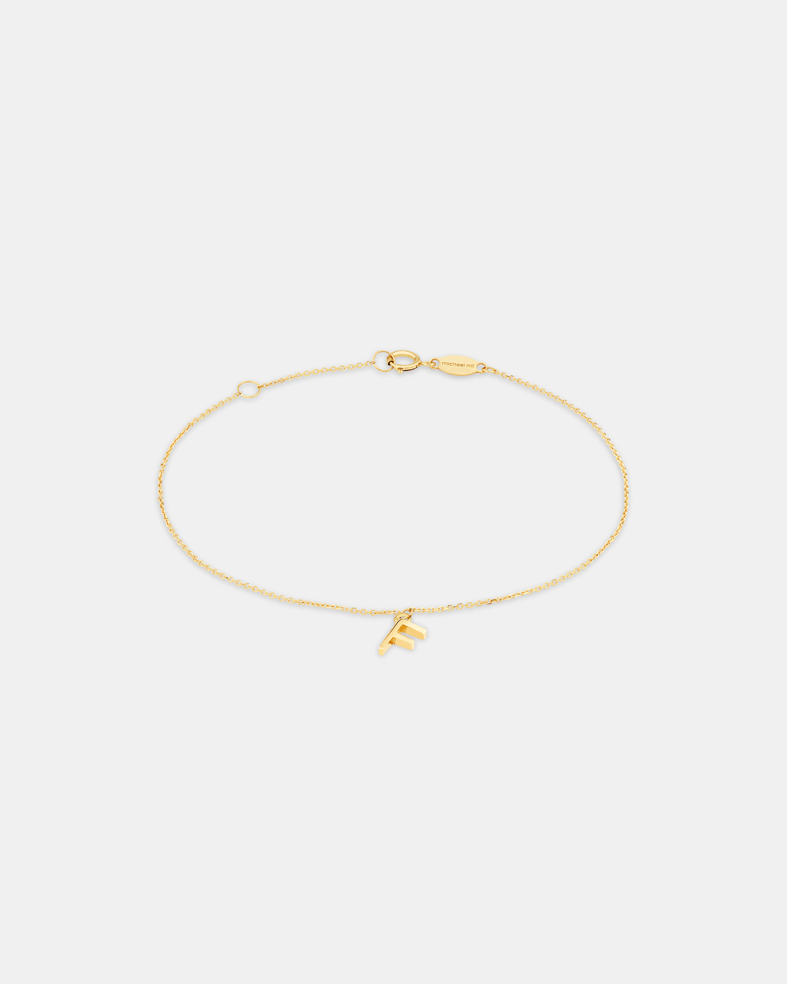 19cm (7.5") F Initial Bracelet in 10kt Yellow Gold