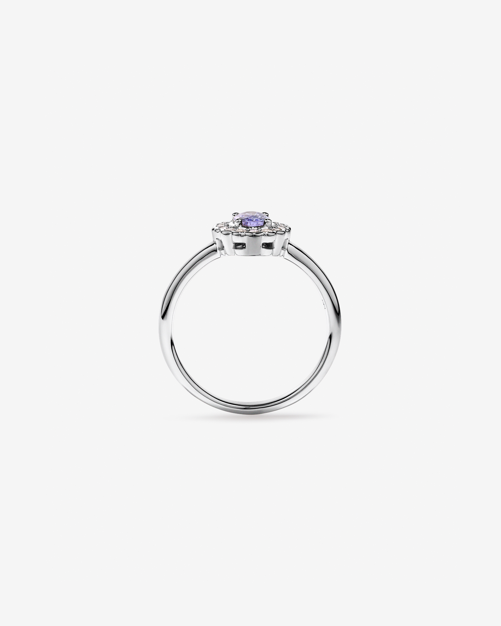 Tanzanite & 0.15TW of Diamond Halo Ring 10kt White Gold