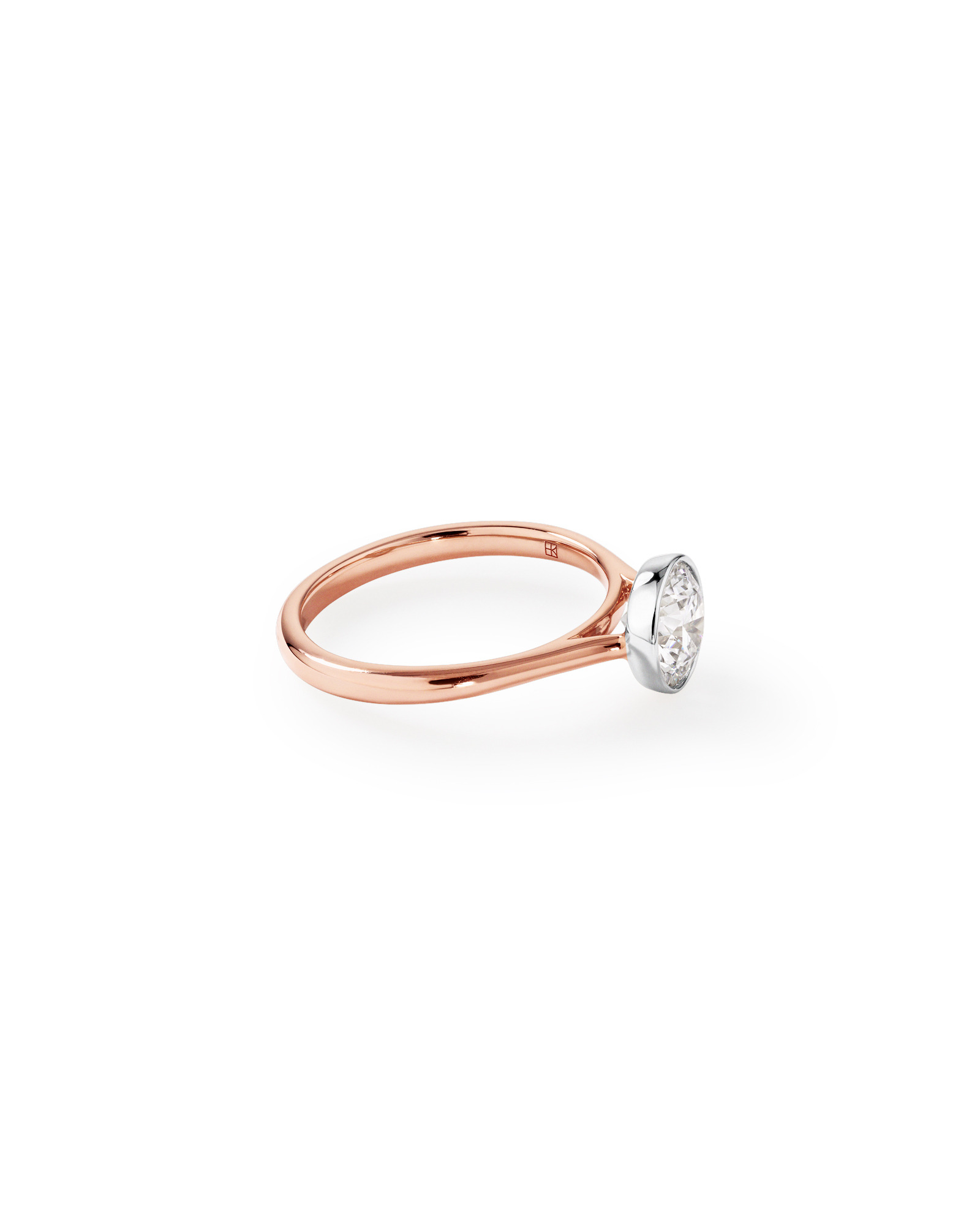 1.25 Carat TW Round Brilliant Laboratory-Grown Diamond Solitaire Bezel Set Engagement Ring in 14kt Rose Gold