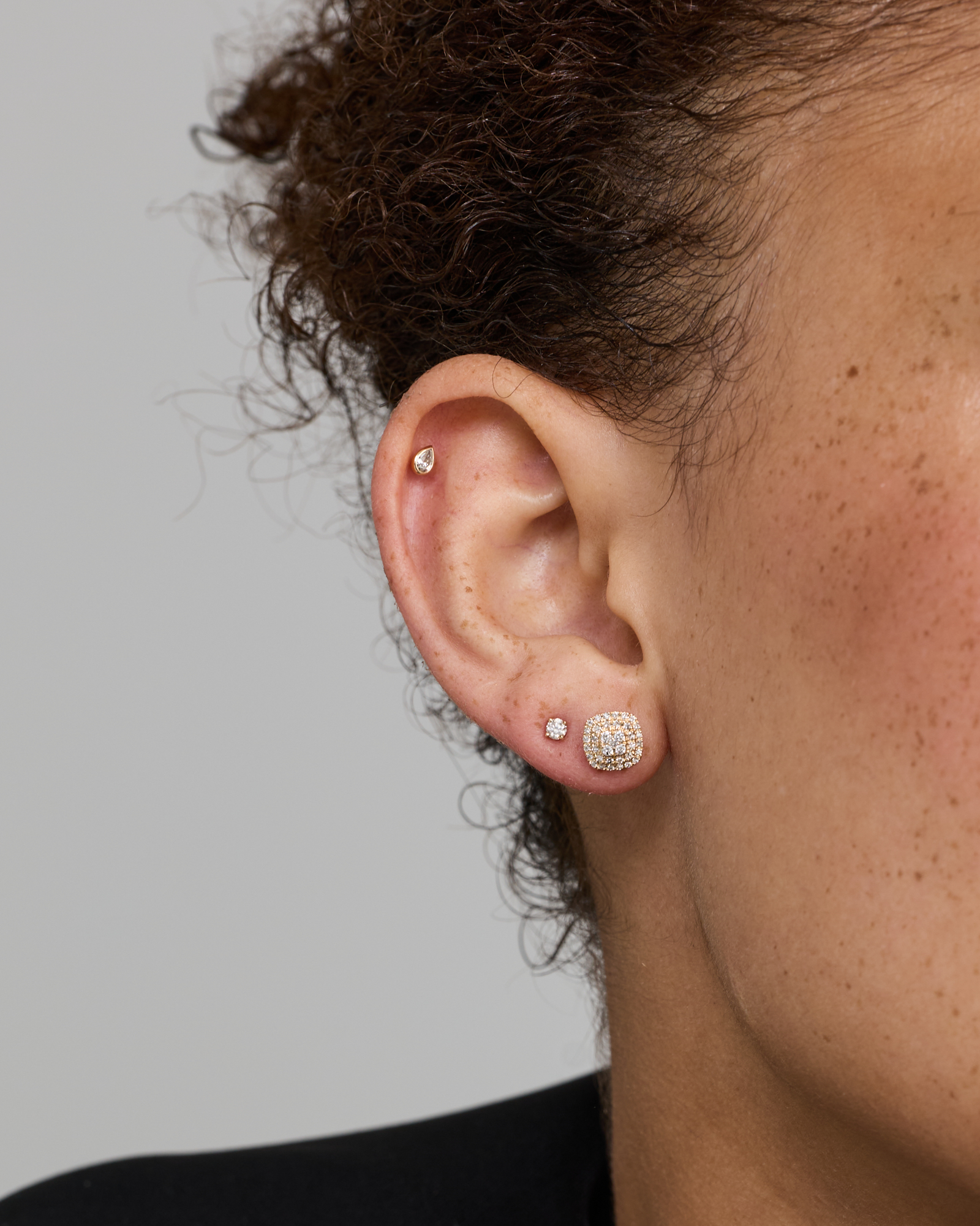 0.30 Carat TW Cushion Shaped Diamond Cluster Stud Earrings in 10kt Yellow Gold