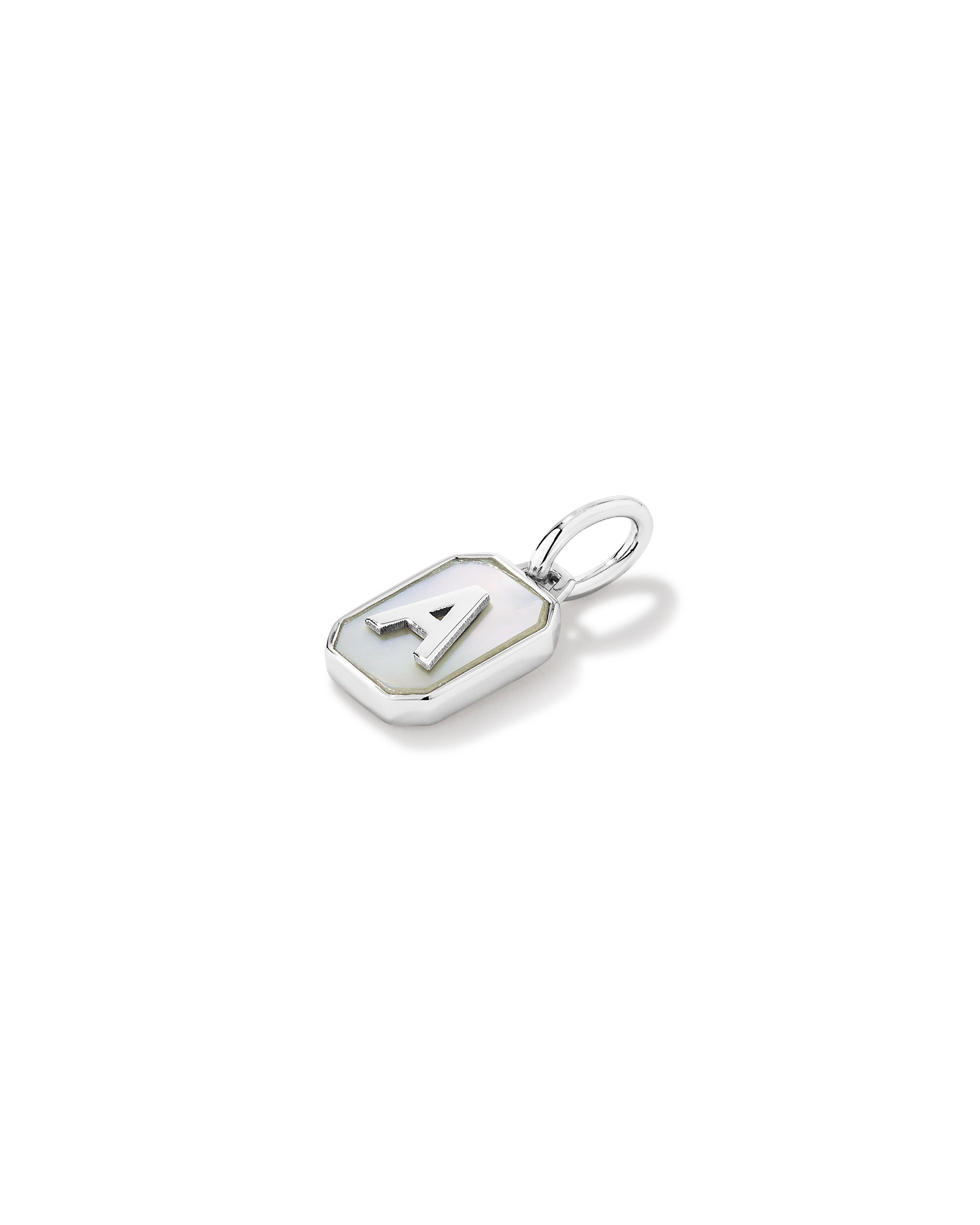 Letter A Mother of Pearl Initial Pendant in Sterling Silver