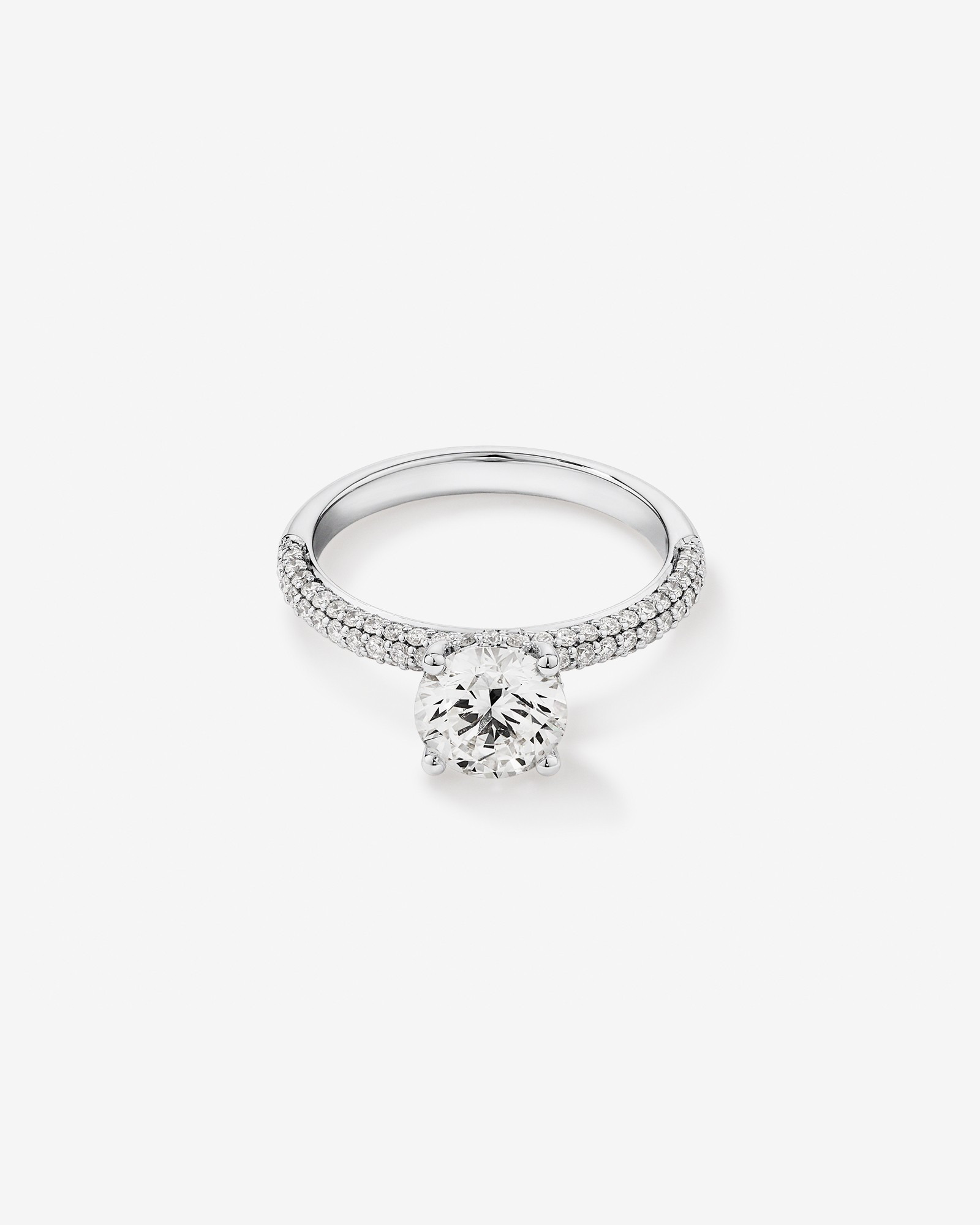 Bague de fiançailles en or blanc 1,95 carat TW ronde brillante cultivée laboratoire diamant solitaire 14 carats