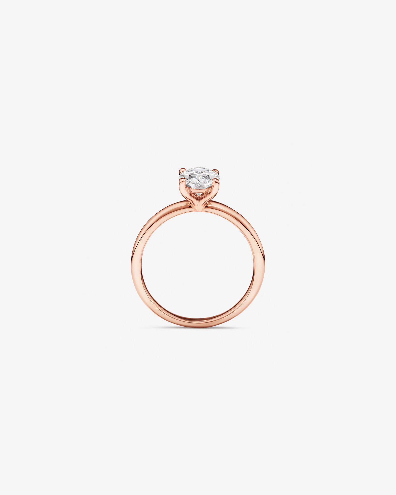 Bague de fiançailles solitaire ovale en diamant cultivé en laboratoire TW de 1,25 carat en or rose 14 carats