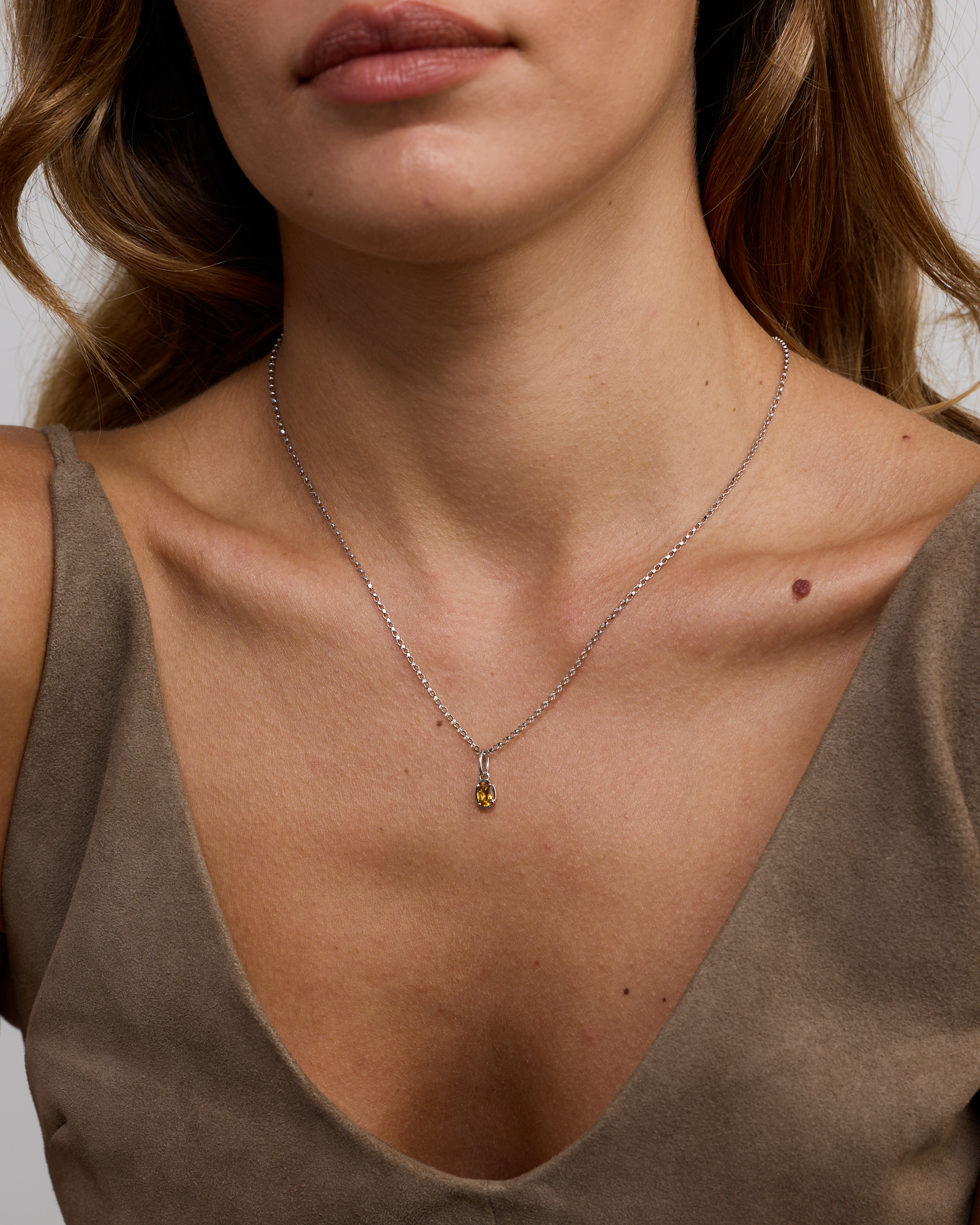 Pendentif en citrine ovale en argent sterling